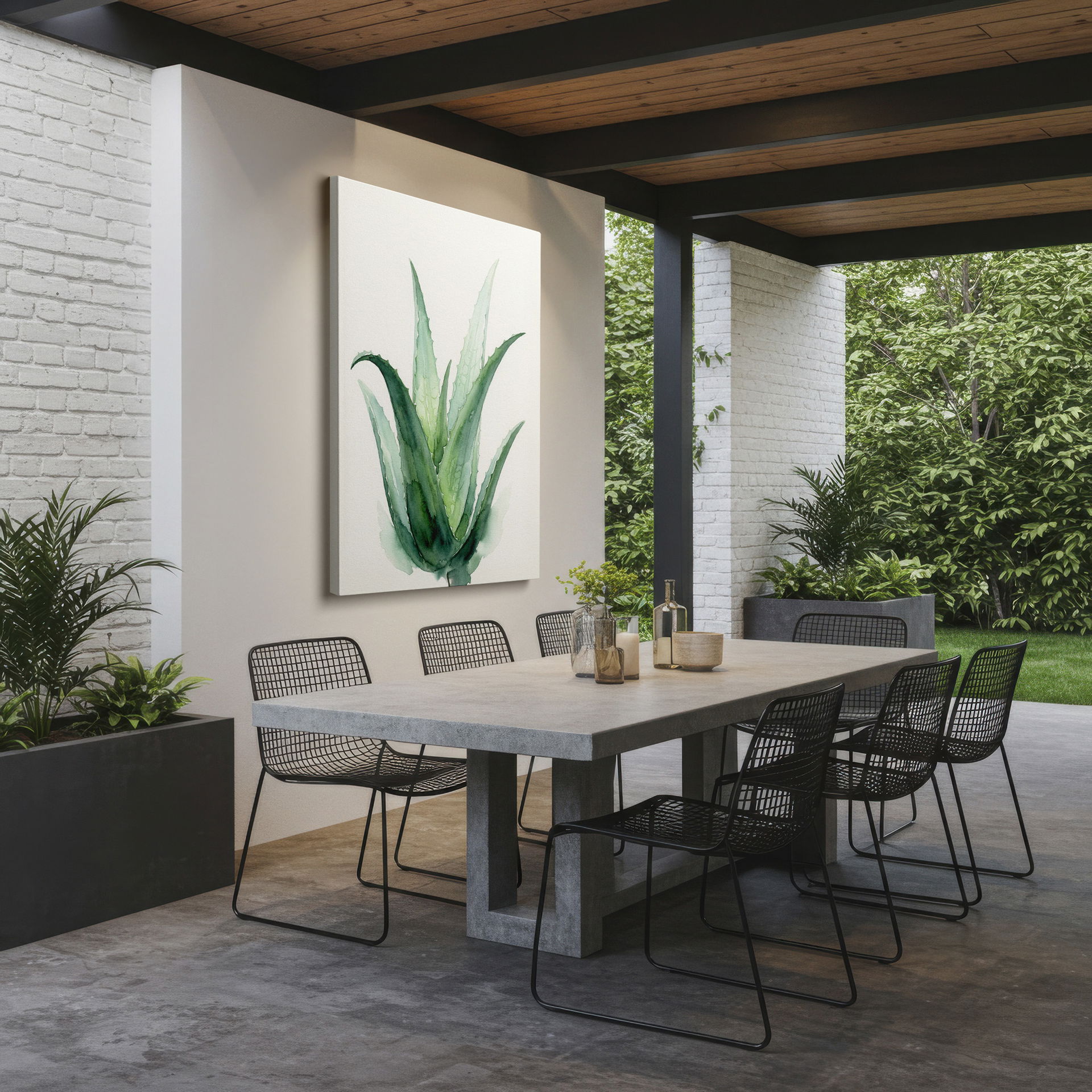 Soothing watercolor wall art depicting an aloe vera plant, a calming addition to any space as wall decor.