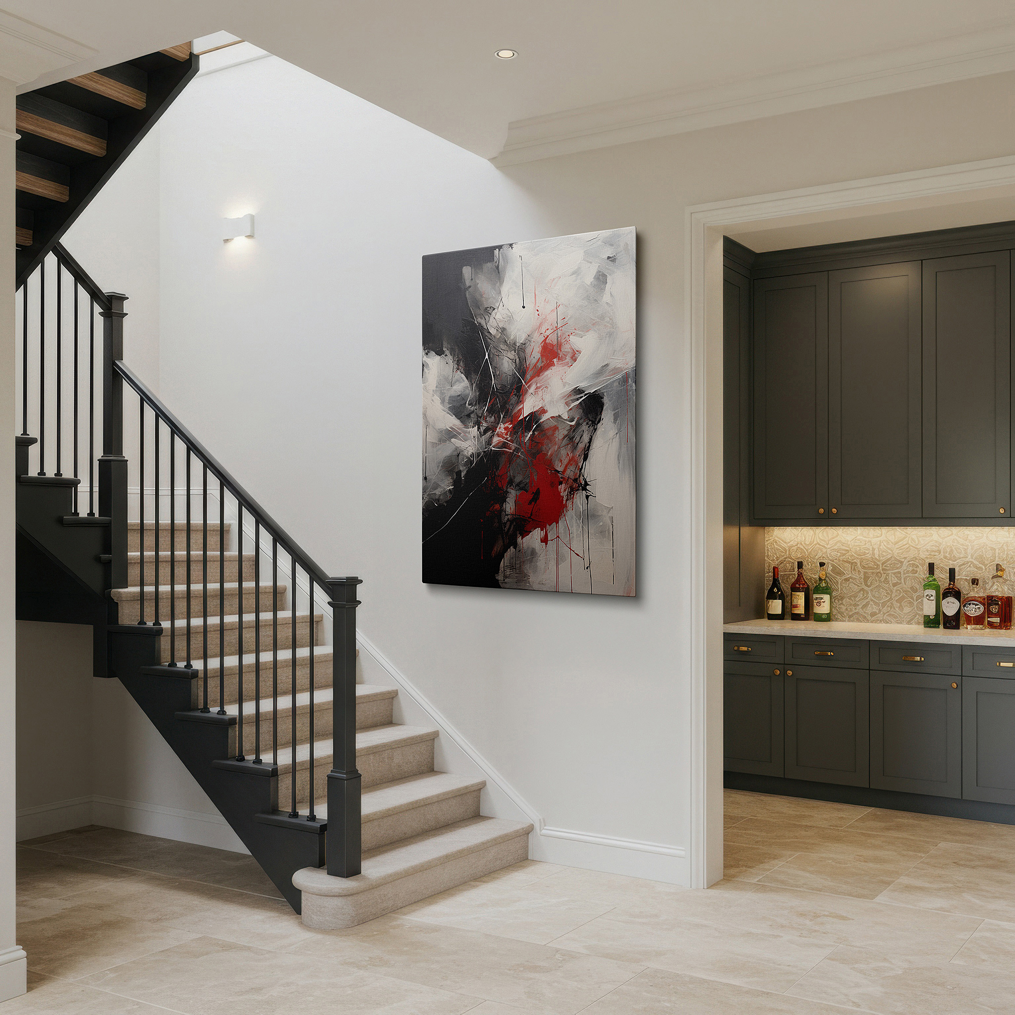Available in 30×20 cm — a subtle addition to small personal spaces — fiery red and deep black dynamic interplay evokes passion and turmoil - large canvas wall art for office and bedroom decor