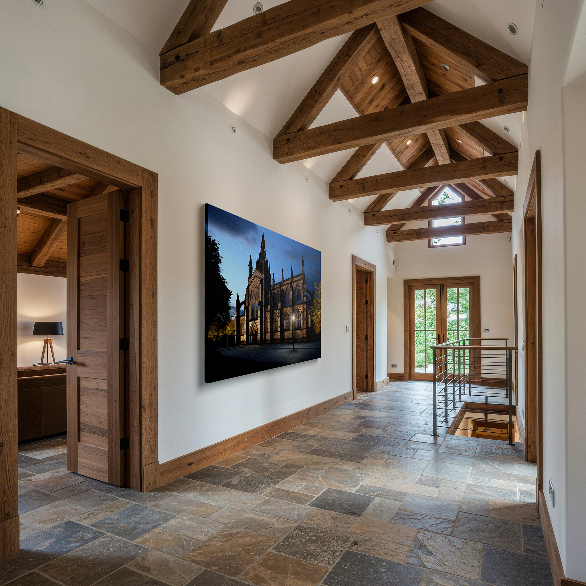Available in 30×20 cm — a subtle addition to small personal spaces — majestic cathedral at dusk: a mystical and ethereal architectural display, large canvas wall art decor