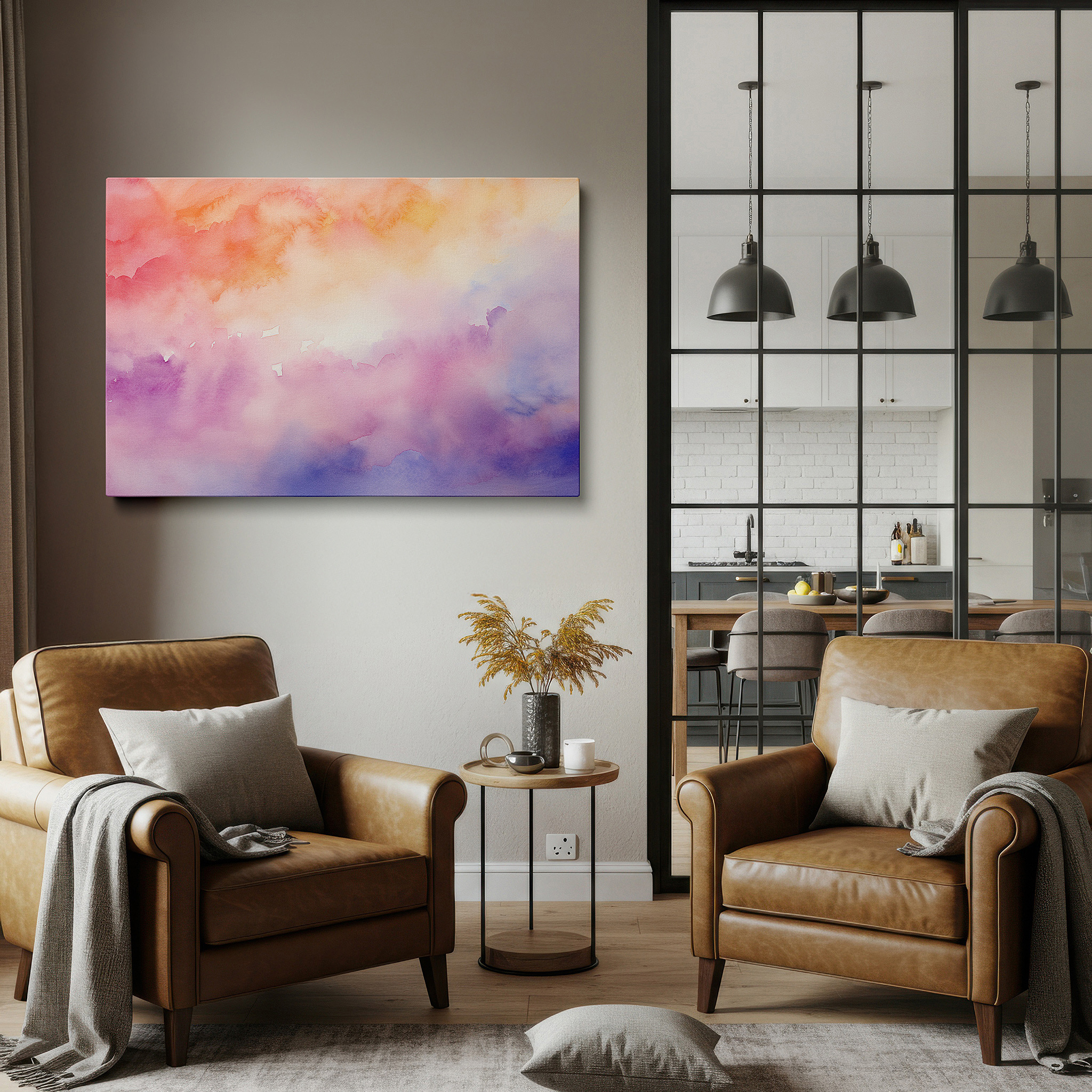 Available in 30×20 cm — a subtle addition to small personal spaces — soft pastel ethereal abstract, tranquil gentle hues for deep reflection and serenity, large canvas wall art
