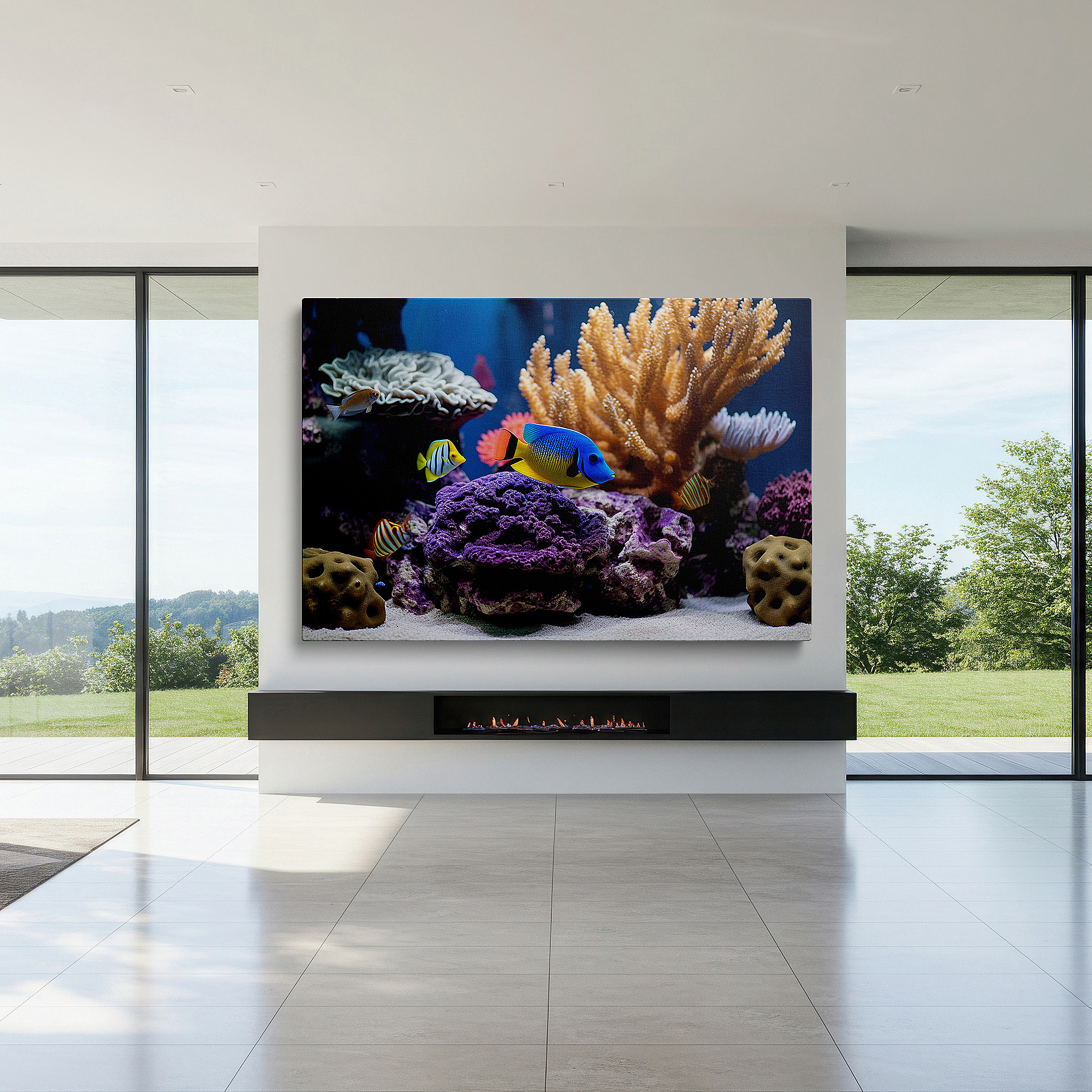Available in 30×20 cm — a subtle addition to small personal spaces — underwater paradise wall art: lush corals and vibrant marine life - large canvas for home and office decor, perfect for living room and bedroom