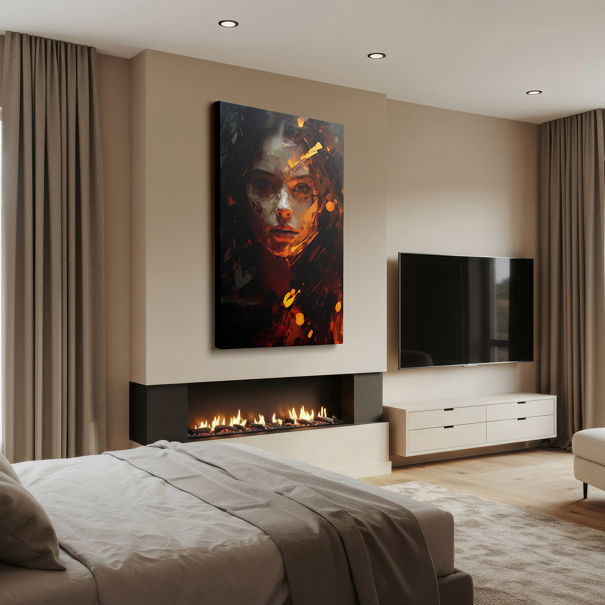 Available in 30×20 cm — a subtle addition to small personal spaces — vivid feelings and artistic excellence in the mysterious expression of a woman: large wall art, canvas wall art, wall decor for office and bedroom