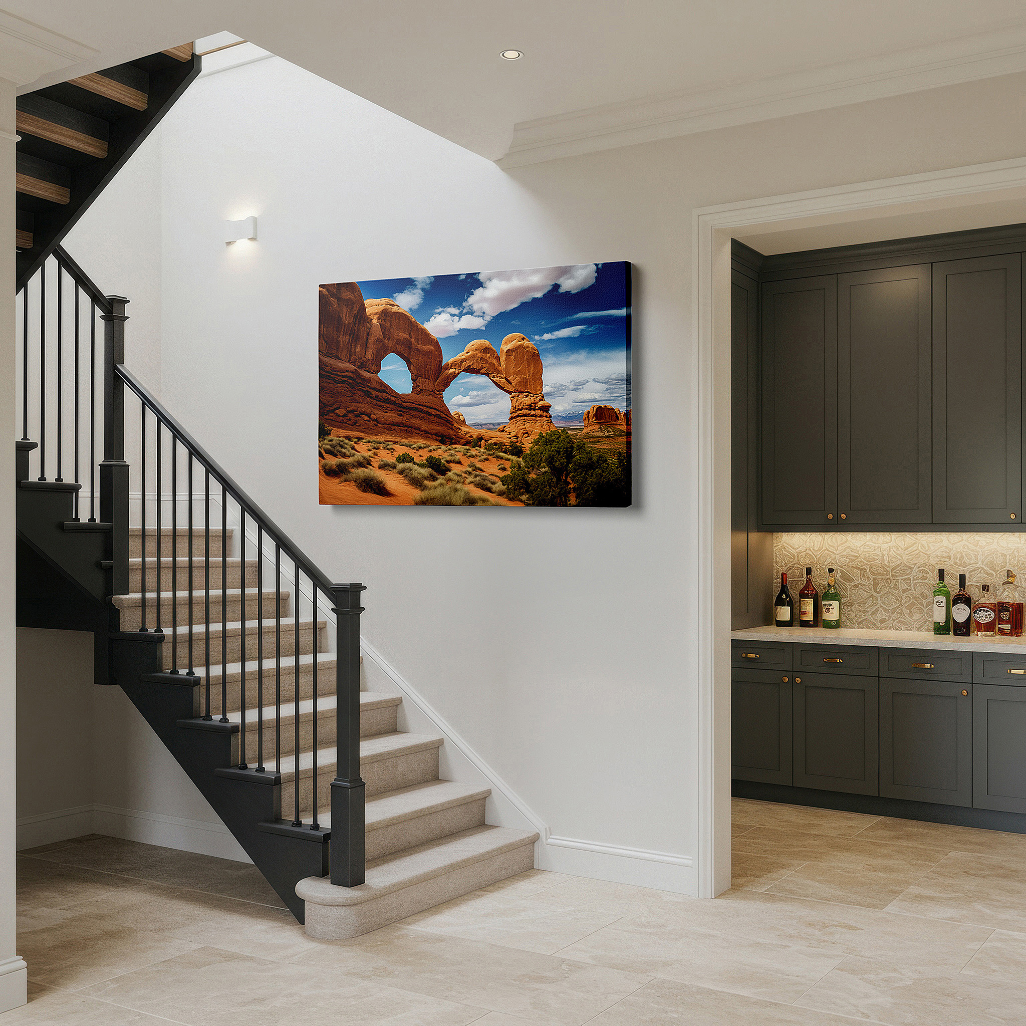 Available in 30×20 cm — a subtle addition to small personal spaces — wall art: majestic arches of arches national park - timeless natural beauty and serenity. large canvas wall art for home and office decor.