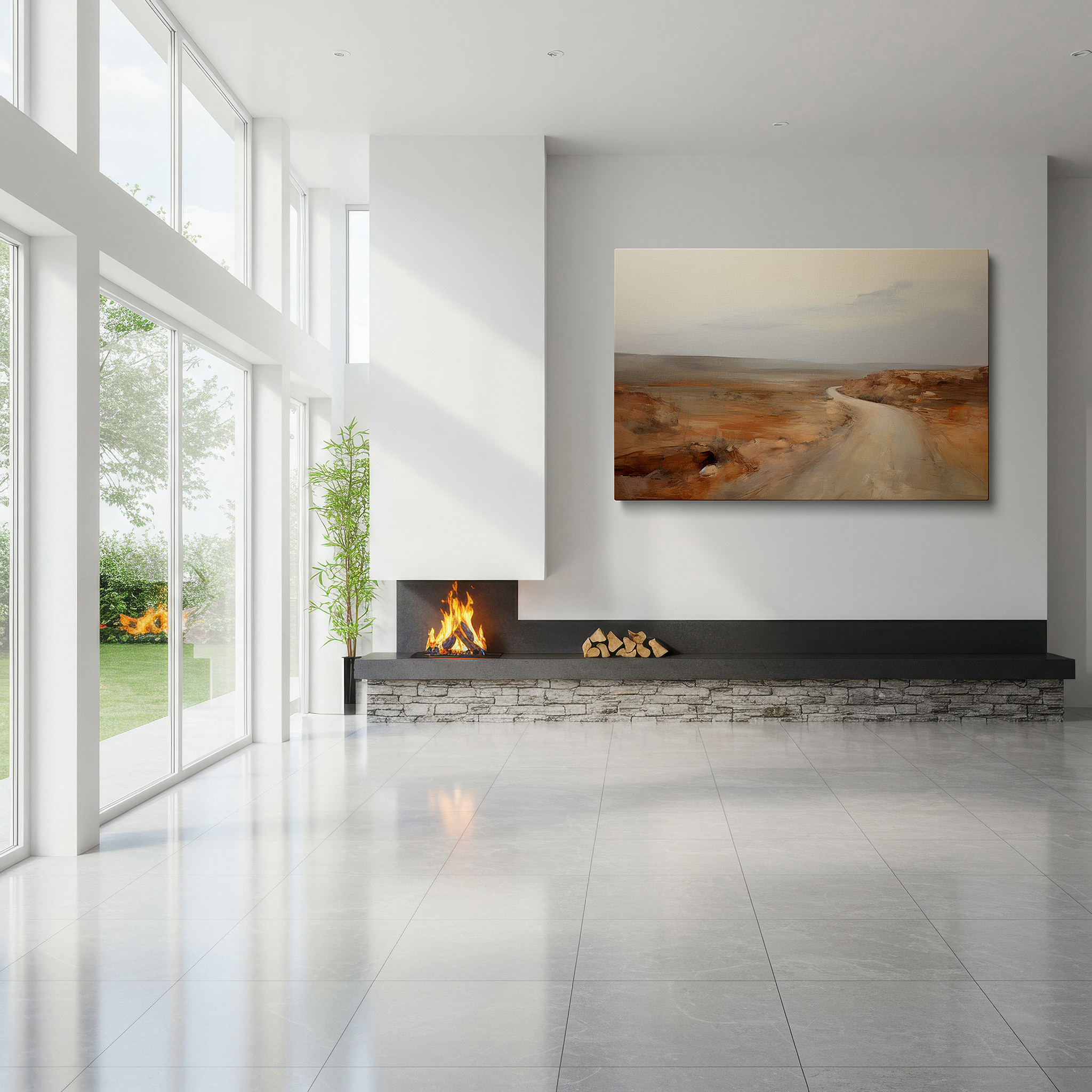 Back view reveals professional finishing and solid wood frame — desert journey: solitude and adventure - large canvas wall art for office and bedroom decor