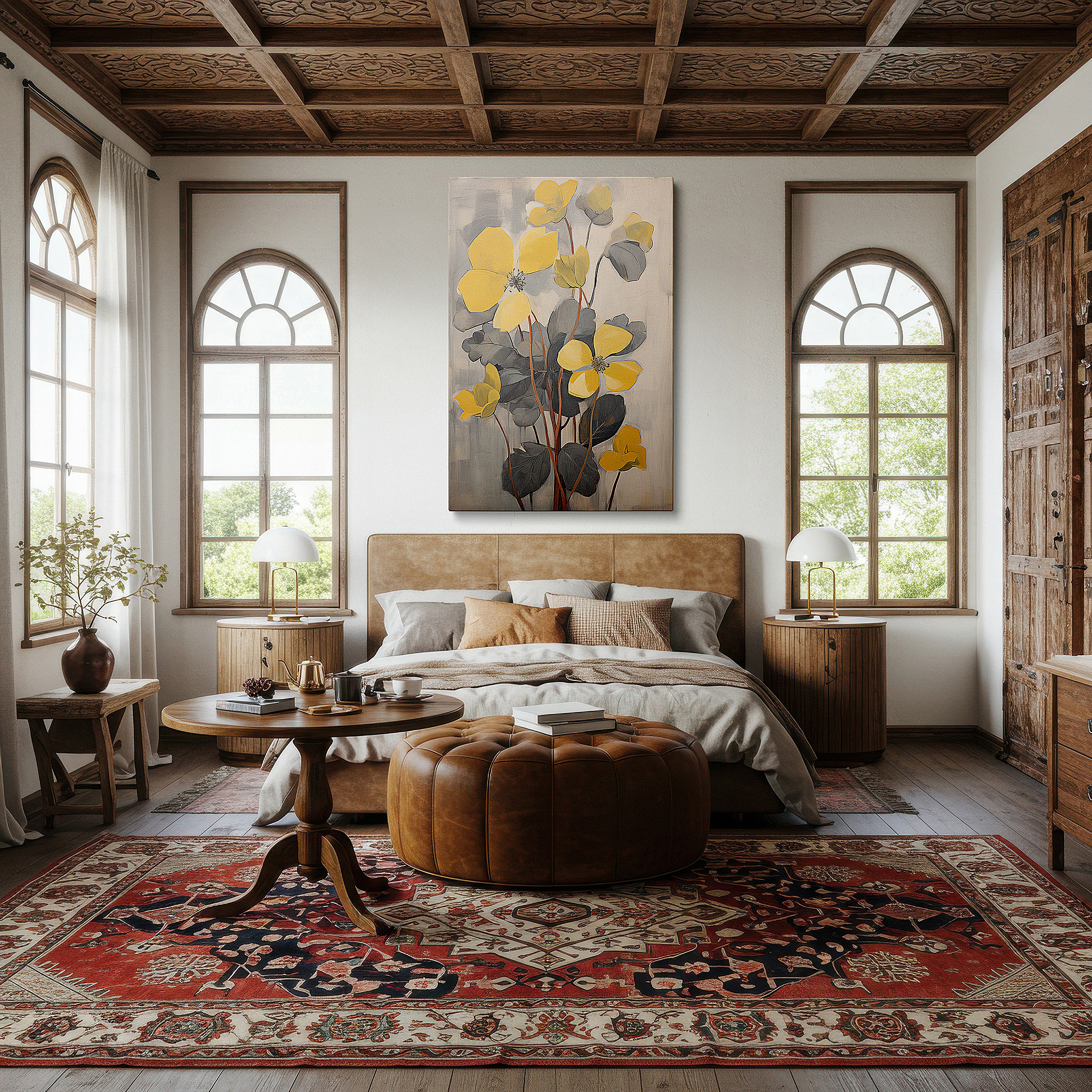 Back view reveals professional finishing and solid wood frame — vibrant yellow blooms: a celebration of nature's splendor - large canvas wall art for office, living room, and bedroom decor