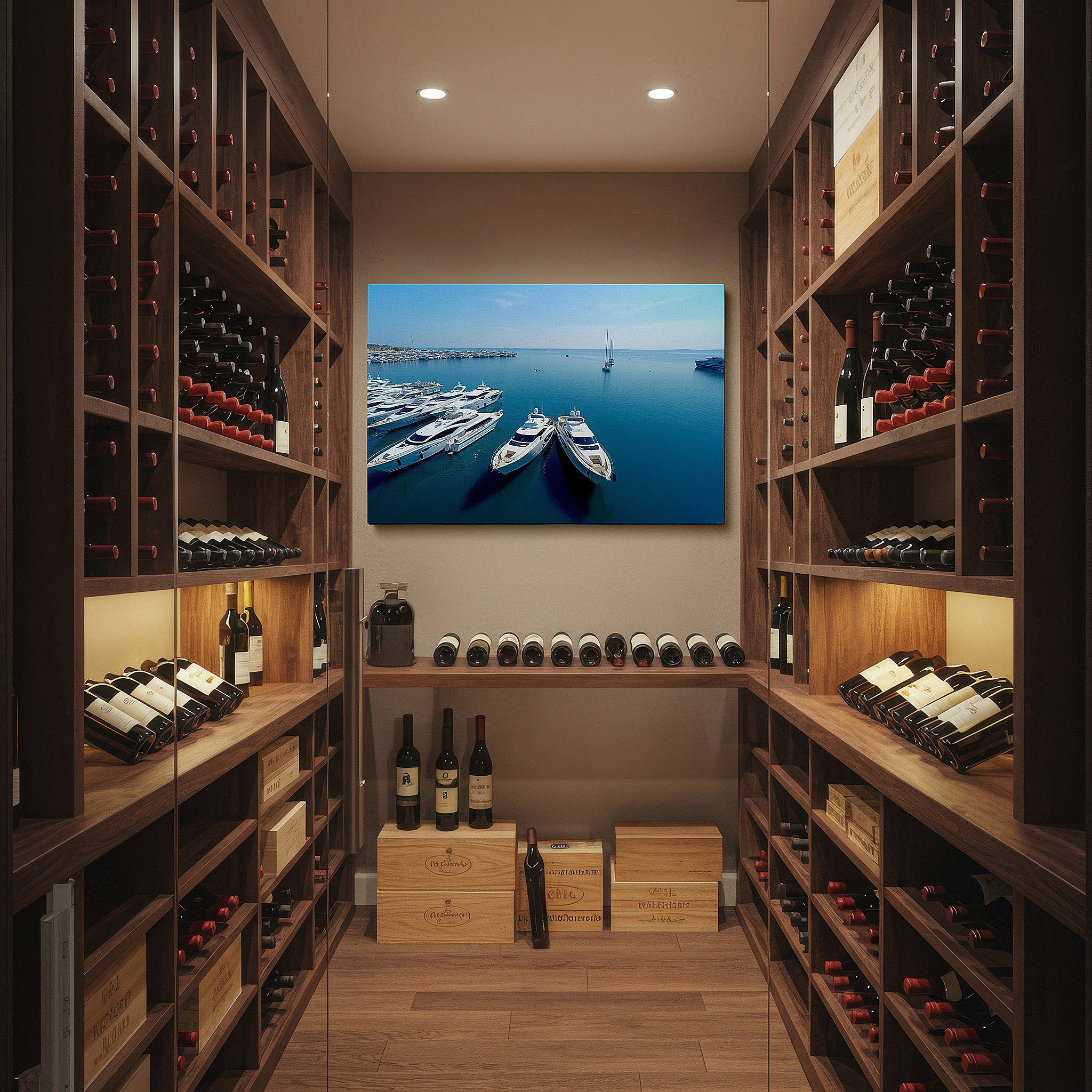 Bold and expansive at 90×60 cm — ideal for making a statement above large furniture — luxurious yachts in crystal-clear waters reflecting serenity and opulence - large wall art, canvas wall art, wall art decor, office wall art, bedroom wall art