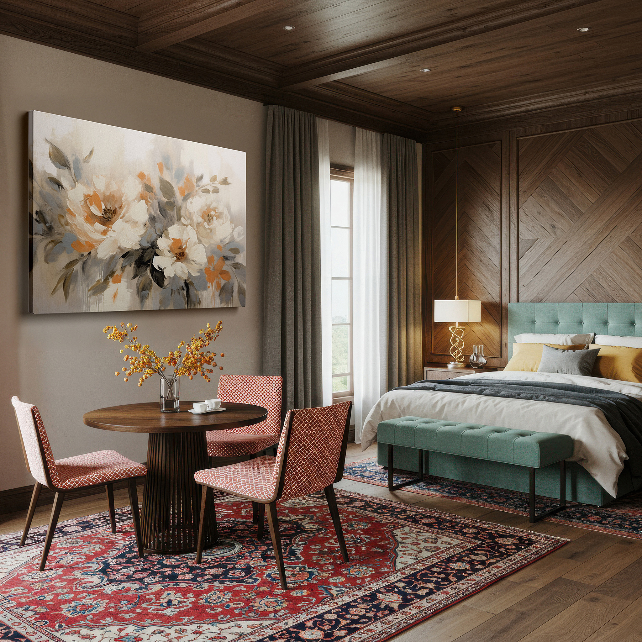 Bold and expansive at 90×60 cm — ideal for making a statement above large furniture — soft-hued flower sanctuary: tranquil and serene large wall art, canvas decor for office and bedroom