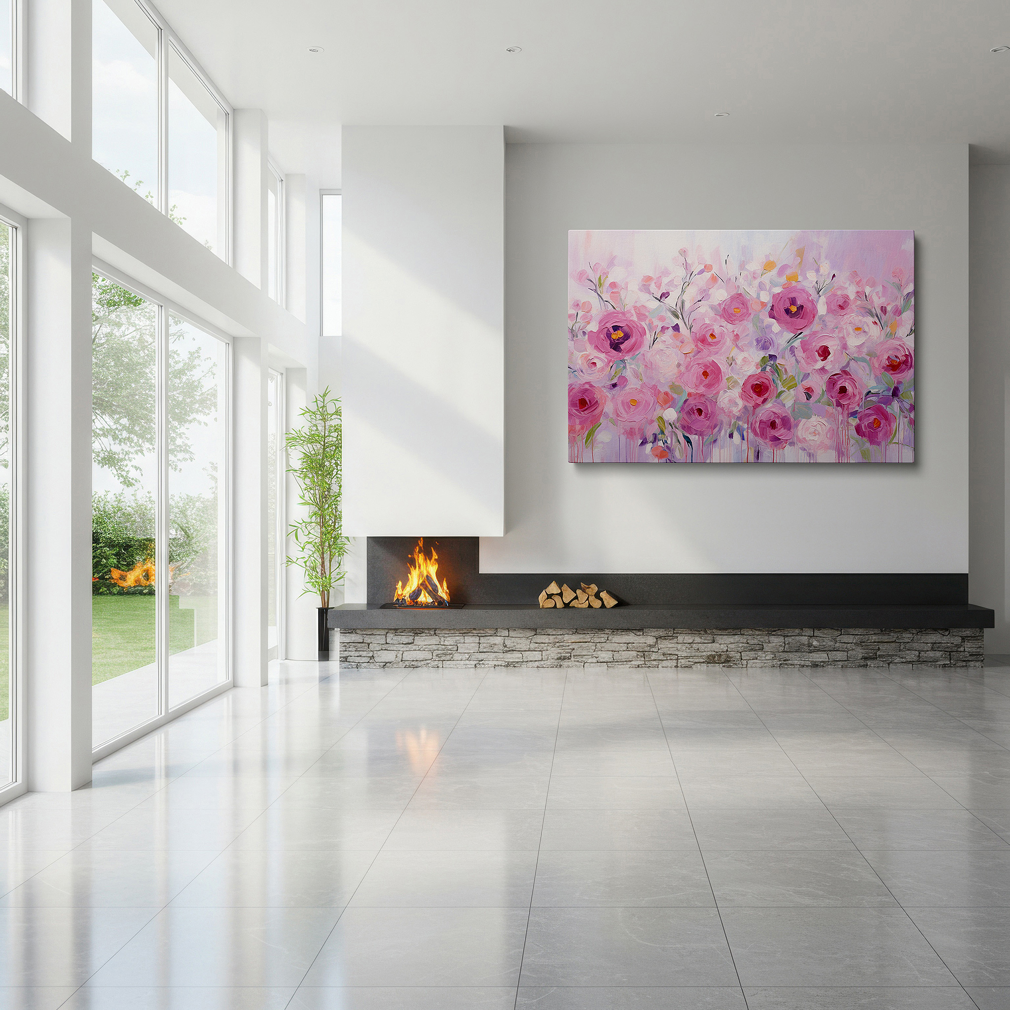Bold and expansive at 90×60 cm — ideal for making a statement above large furniture — soft pink roses symphony and abstract elegance: serene nature and innovation large wall art, canvas wall art, wall decor for office