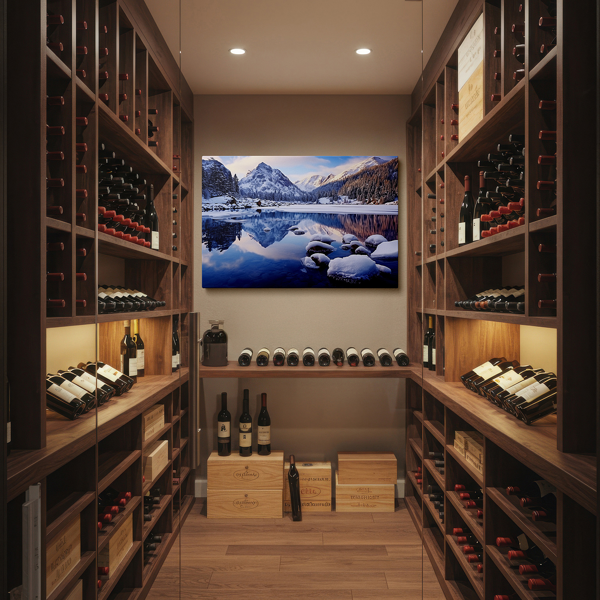 Bold and expansive at 90×60 cm — ideal for making a statement above large furniture — stunning icebergs and mountain peaks wall art: polar elegance on canvas for office, bedroom, and living room decor