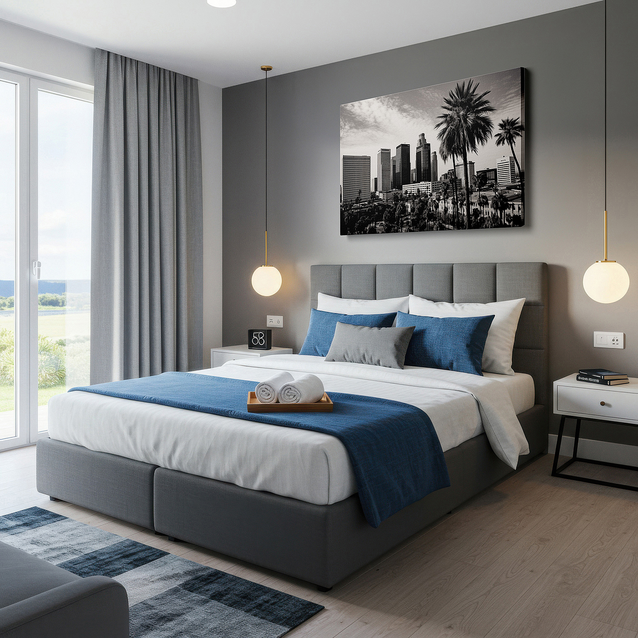 Bold and expansive at 90×60 cm — ideal for making a statement above large furniture — urban elegance in black and white: a serene fusion of nature and architecture - large wall art, canvas wall art, wall decor for offices