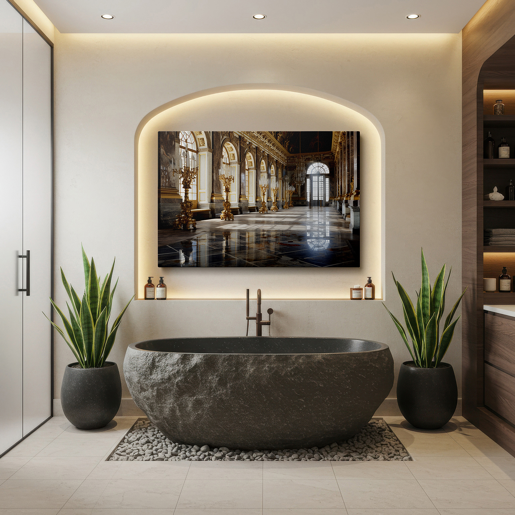 Bold and expansive at 90×60 cm — ideal for making a statement above large furniture — versailles palace hall of mirrors - explore the magnificence of french royalty with large canvas wall art for home and office decor