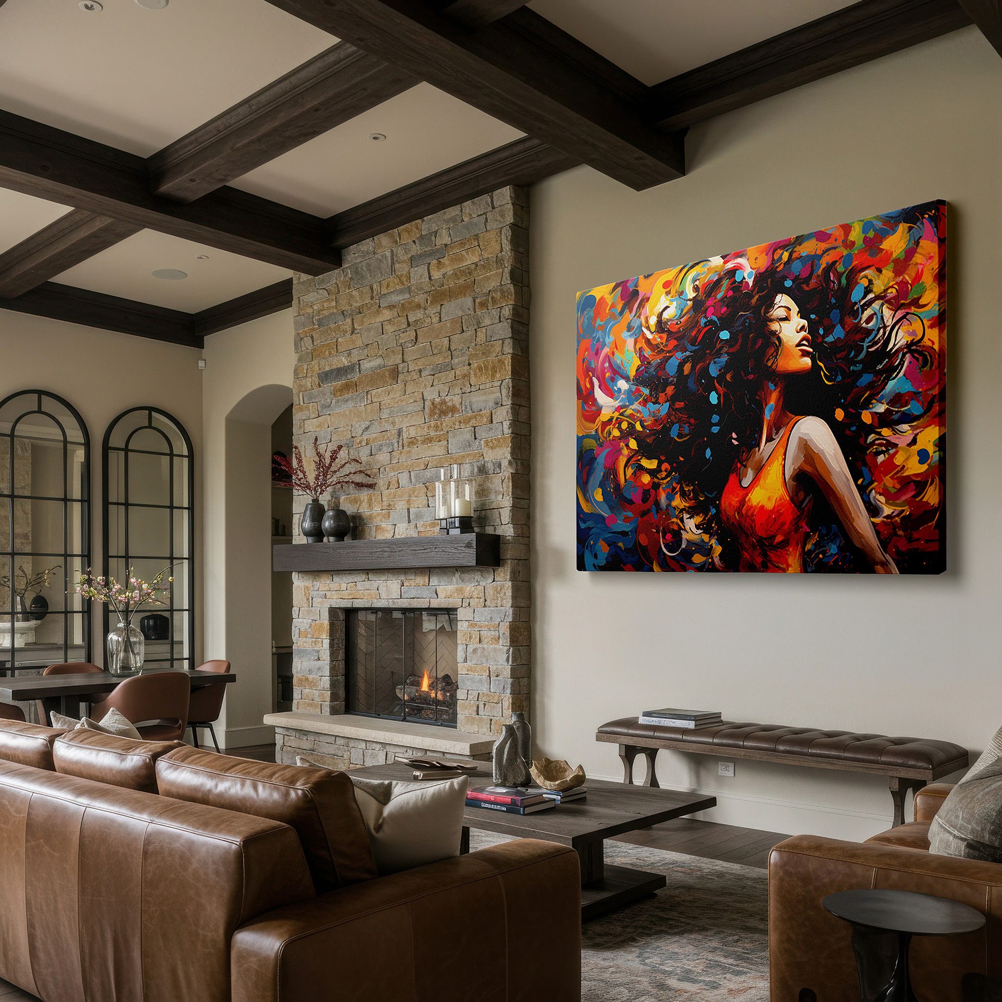 Bold and expansive at 90×60 cm — ideal for making a statement above large furniture — vibrant and fluid feminine expression large wall art, canvas wall art, wall decor for office and bedroom