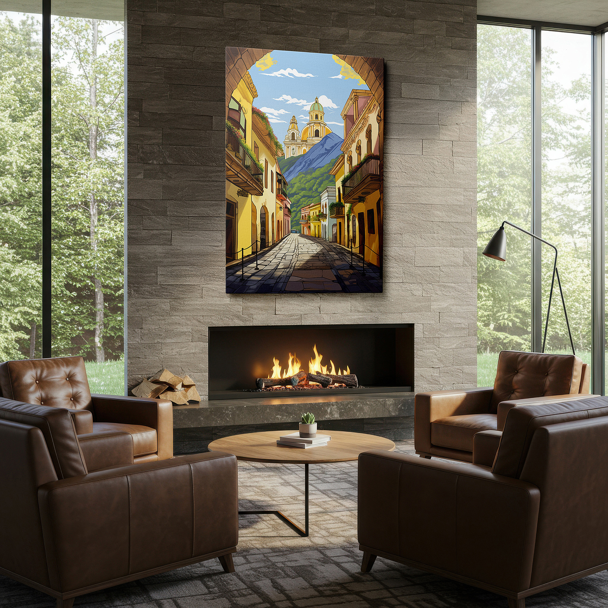 Bold and expansive at 90×60 cm — ideal for making a statement above large furniture — vibrant village scenes and majestic mountain views: large canvas wall art for home and office decor