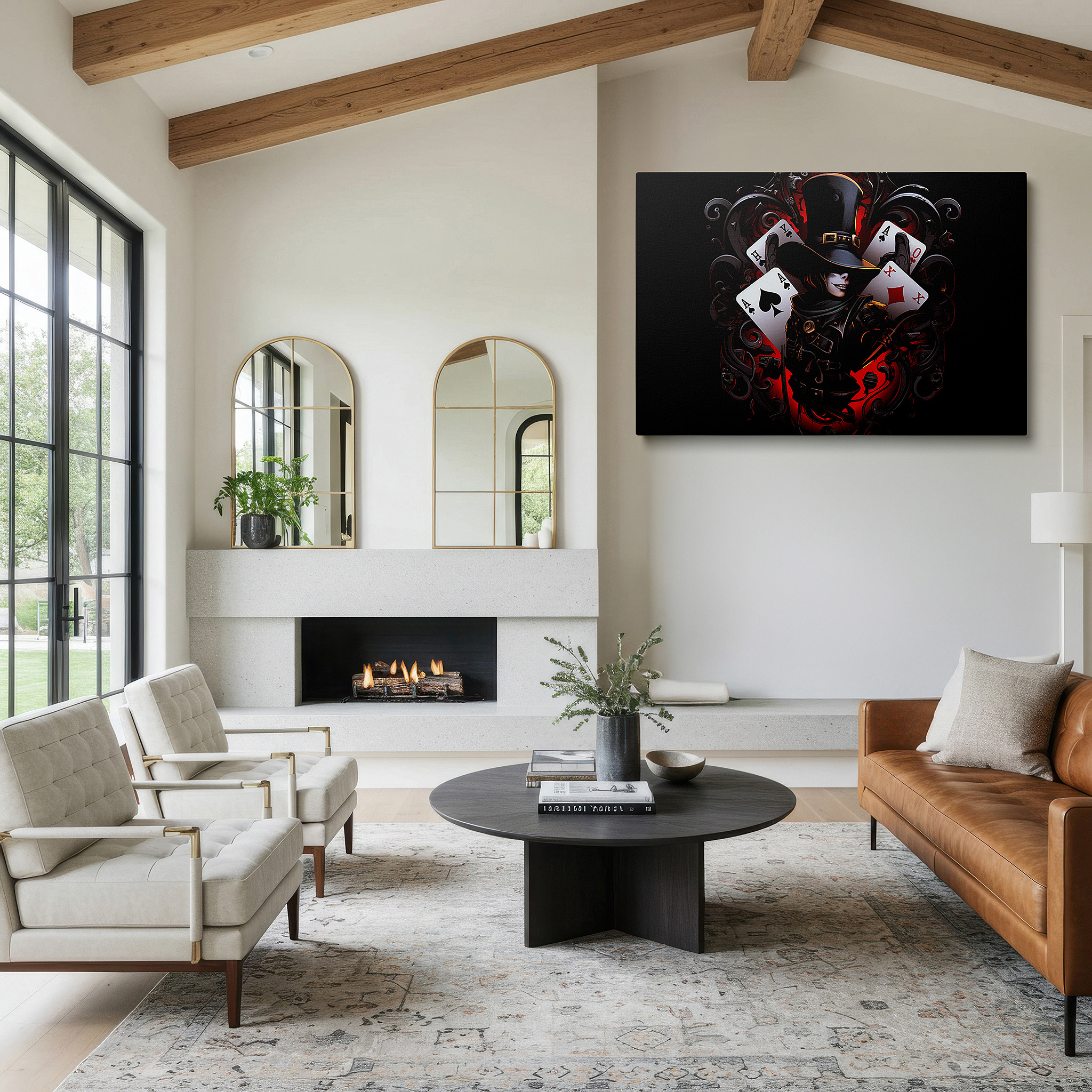 Hung in a cozy reading nook beside a floor lamp and bookshelf — mysterious shadows and tactical challenges in a game-themed large wall art, canvas wall art, wall decor for office, bedroom, and living room