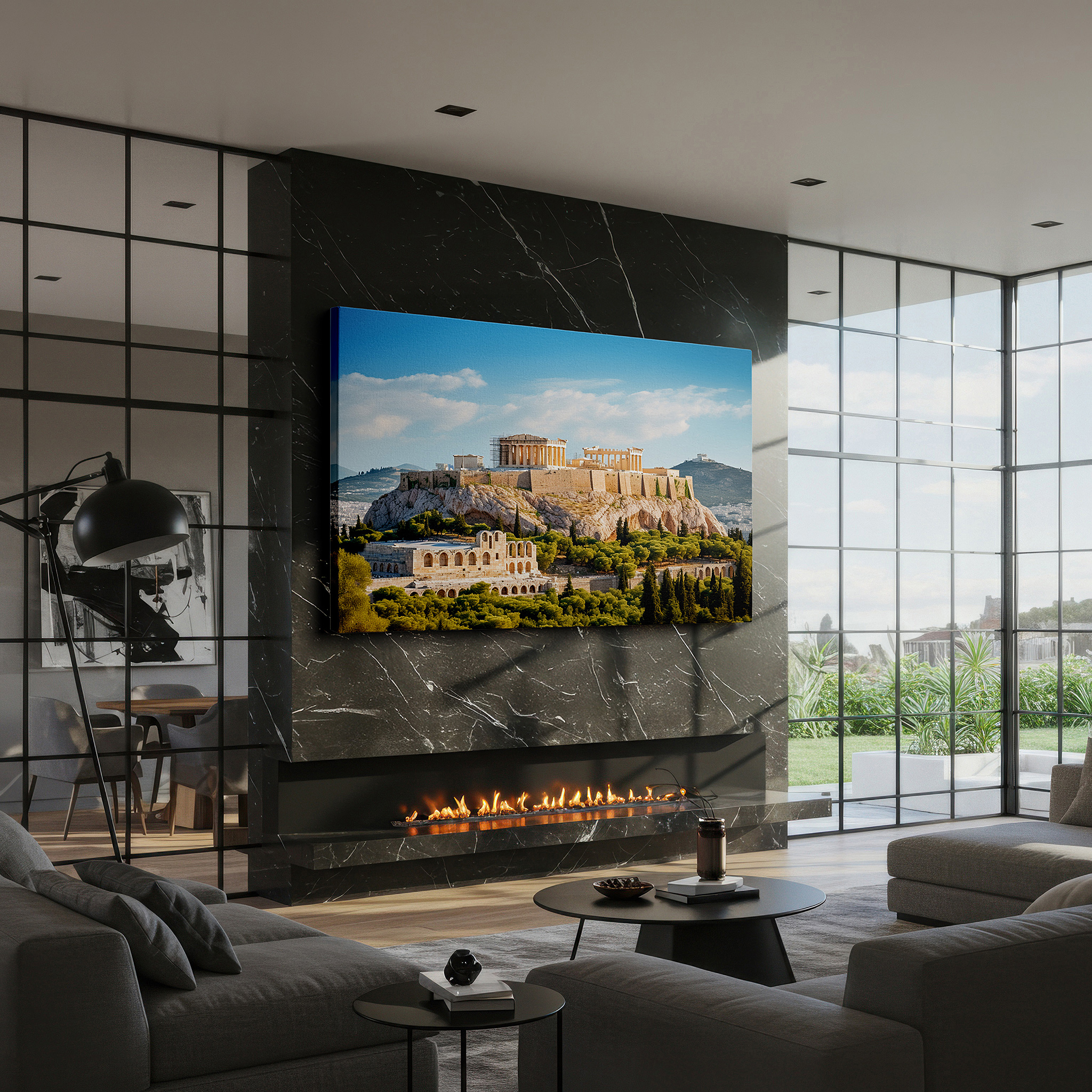 Installation made easy with a centered hook and clean wire mount — acropolis and parthenon majestic wall art, celebrating ancient greek excellence, large canvas for office and bedroom decor