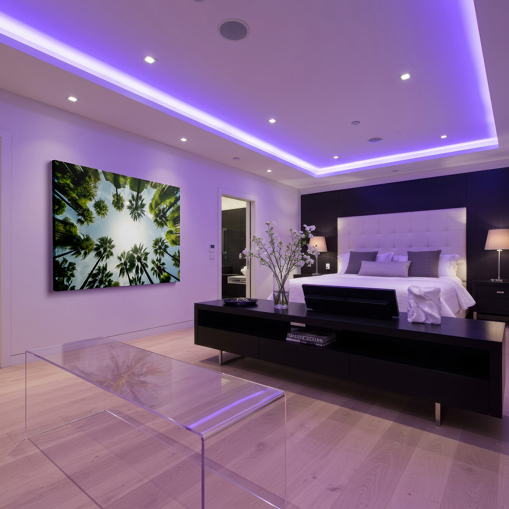 Mounted in a loft-style interior with exposed brick walls — urban oasis in the heart of the city: a tranquil fusion of nature and design - large wall art, canvas wall art, wall decor for office and bedroom