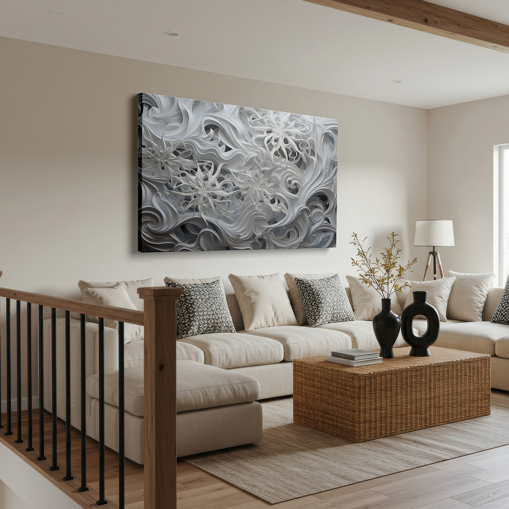 Perfectly sized at 45×30 cm for accenting shelves or narrow walls — abstract floral elegance and creativity dance large wall art, canvas wall art, wall decor for office, bedroom, and living room