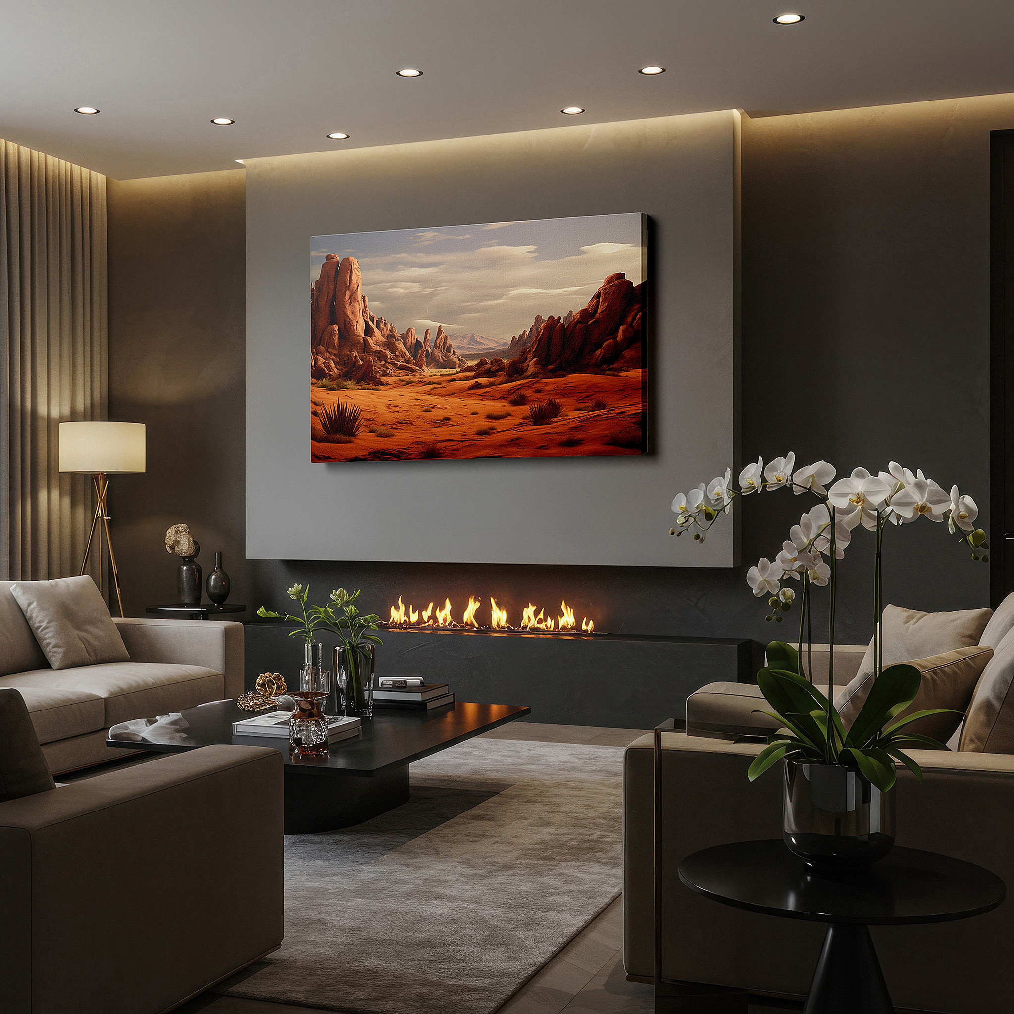 Perfectly sized at 45×30 cm for accenting shelves or narrow walls — desert majesty: towering rock formations and expansive skies wall art - large canvas for home and office decor, ideal for living room and bedroom