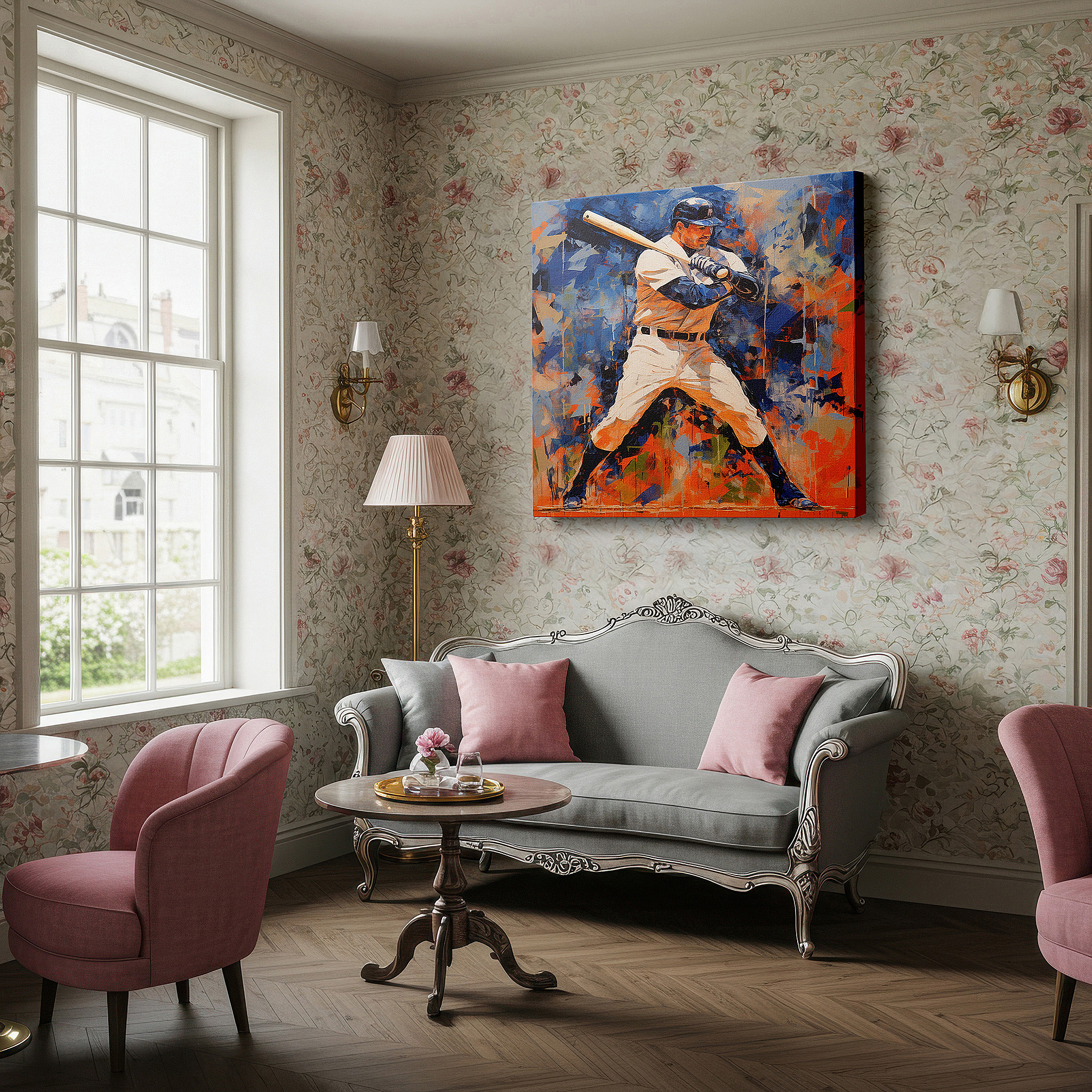 Perfectly sized at 45×30 cm for accenting shelves or narrow walls — dynamic baseball swing wall art: a vivid tribute to america's beloved sport - large canvas wall art for office decor