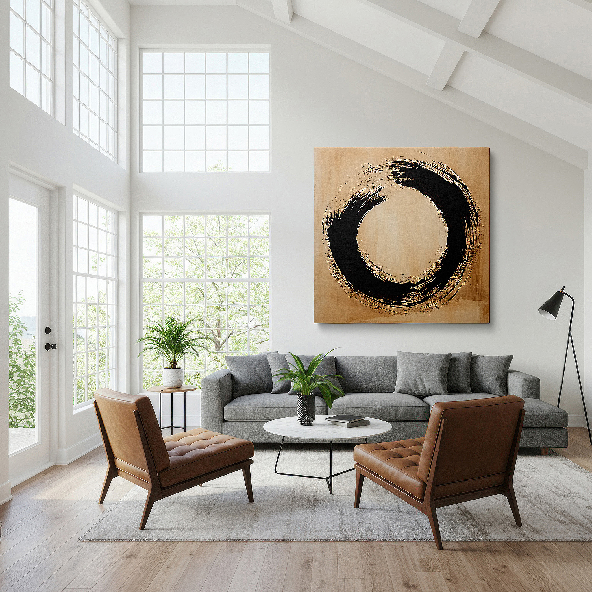 Perfectly sized at 45×30 cm for accenting shelves or narrow walls — earthy tones zen circle of enlightenment and elegance large canvas wall art for office, bedroom, and living room decor