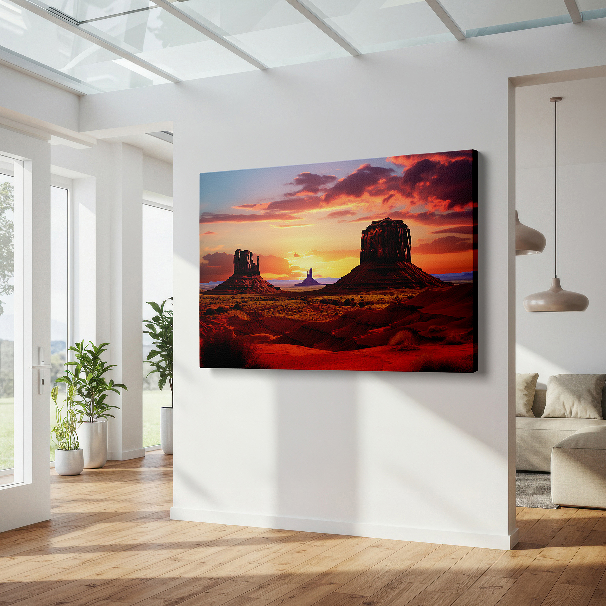 Perfectly sized at 45×30 cm for accenting shelves or narrow walls — monument valley sunset majesty large canvas wall art for office, bedroom, and living room decor