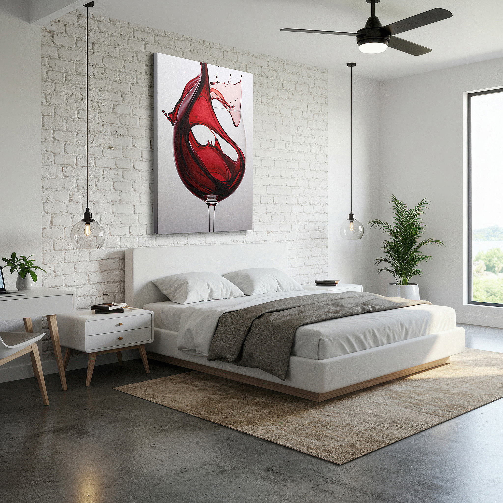 Perfectly sized at 45×30 cm for accenting shelves or narrow walls — red wine splash canvas art: a captivating display of elegance and chaos for home and office decor