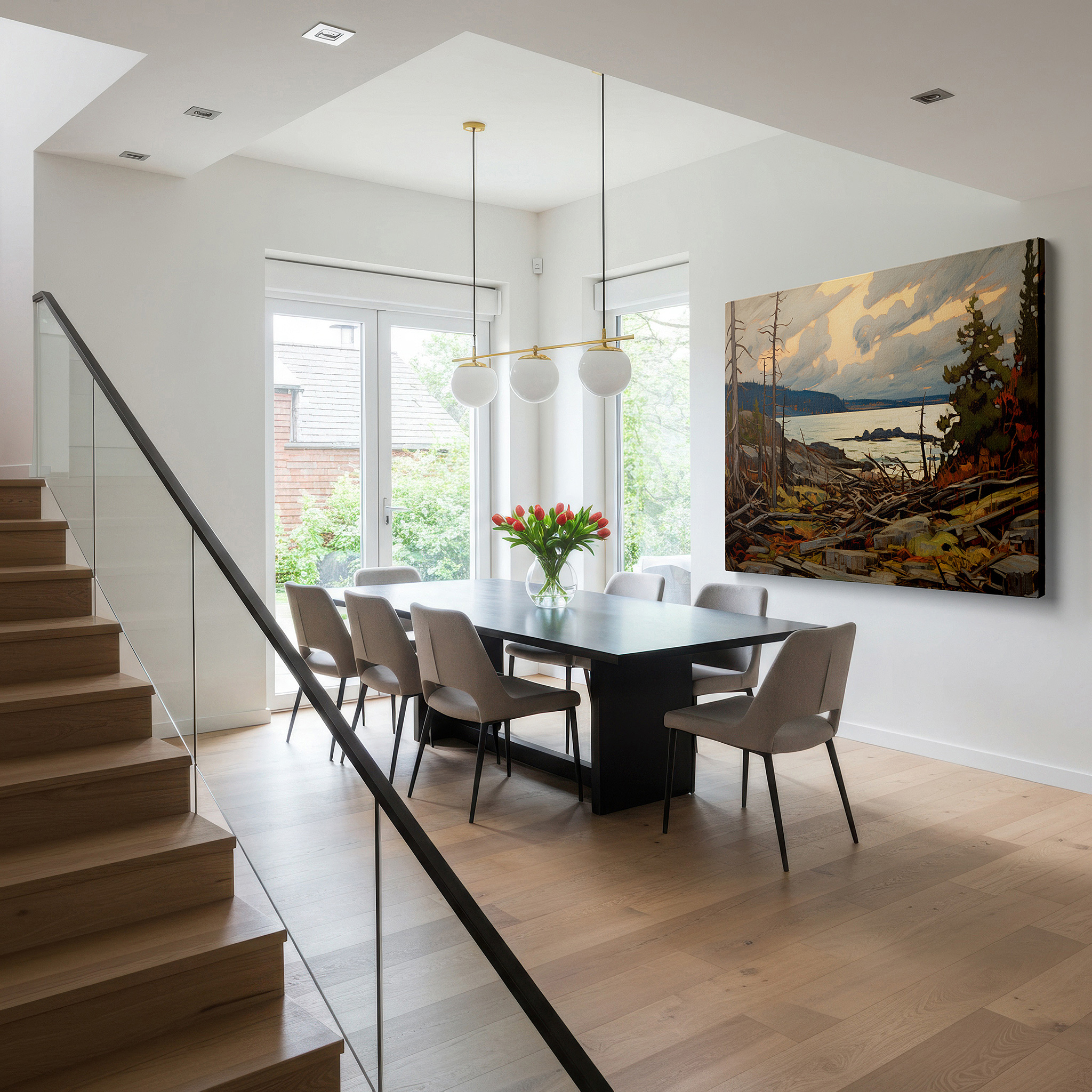 Perfectly sized at 45×30 cm for accenting shelves or narrow walls — serene shoreline at dusk: a tranquil glow amidst nature's chaos - large canvas wall art for office and bedroom decor