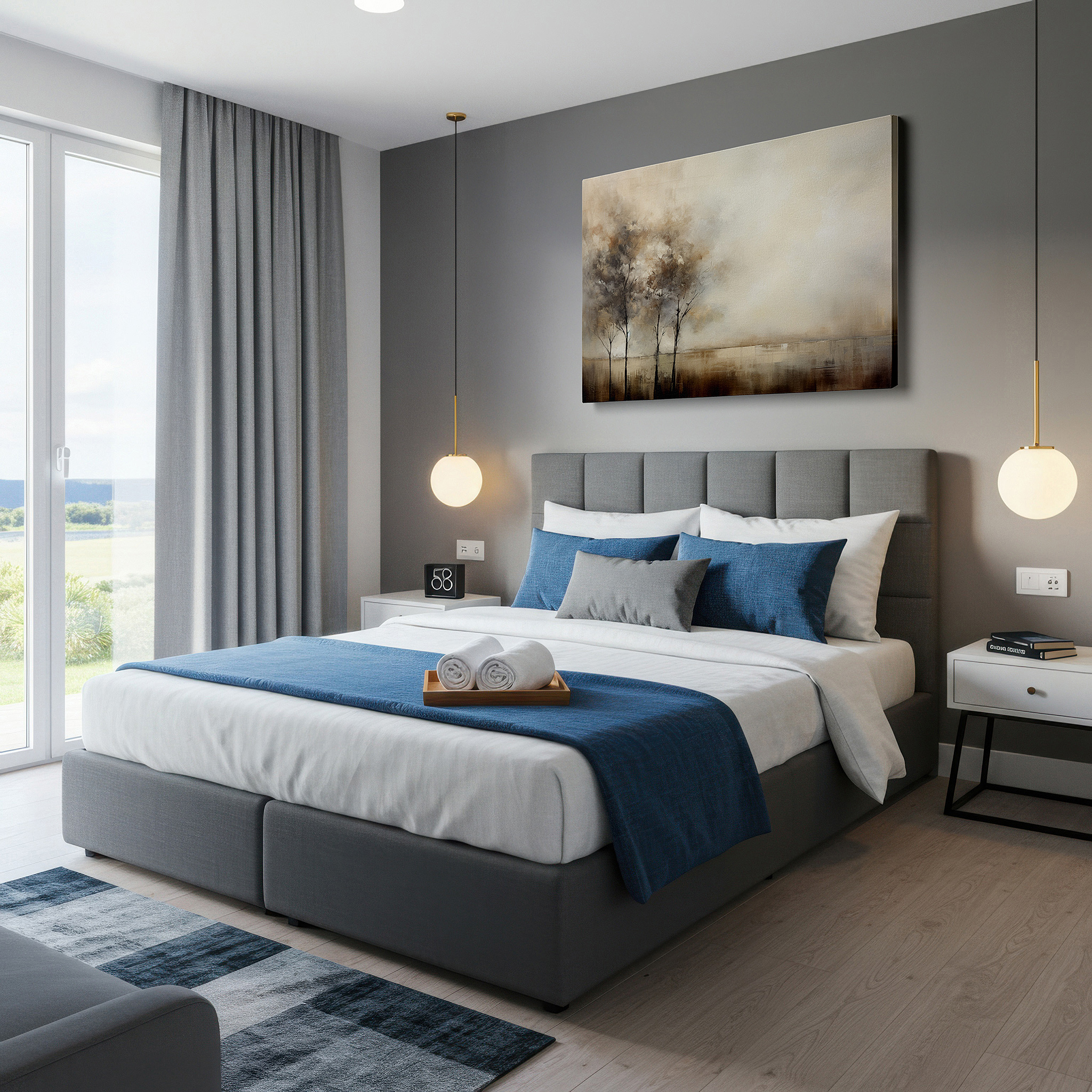 Perfectly sized at 45×30 cm for accenting shelves or narrow walls — serene trees in earth tones: a symbol of strength and tranquility - large wall art for any space, including canvas wall art for offices and bedrooms