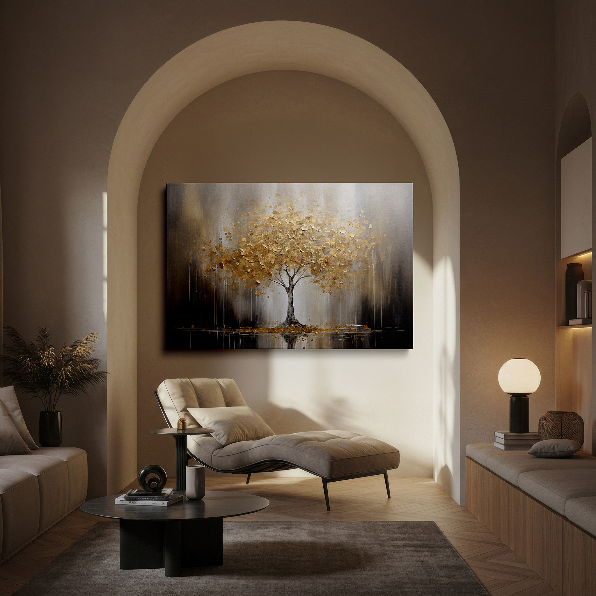 Perfectly sized at 45×30 cm for accenting shelves or narrow walls — timeless beauty and resilience golden tree large wall art, canvas wall decor for office and bedroom