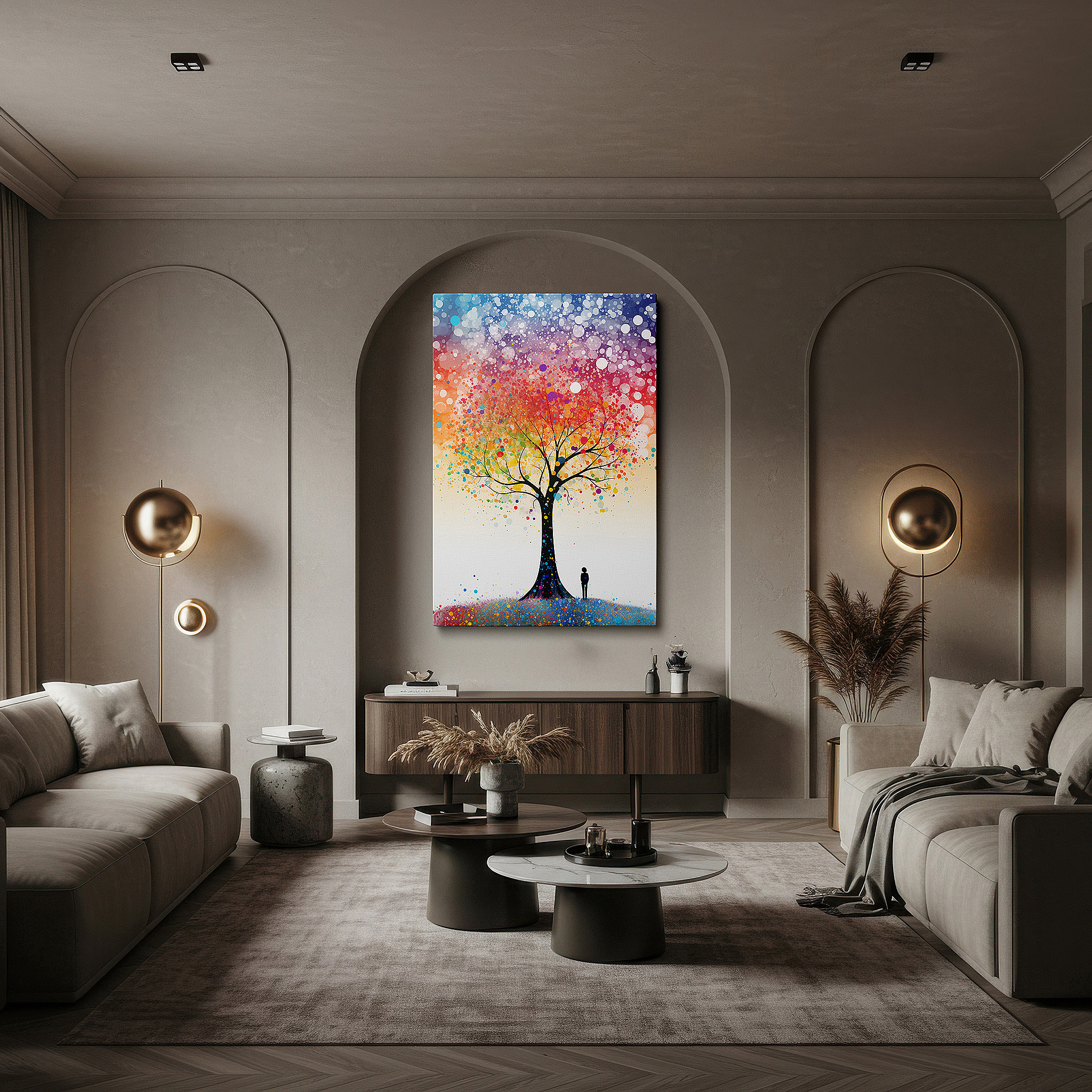 Perfectly sized at 45×30 cm for accenting shelves or narrow walls — tree of life wall art: vibrant and symbolic representation of resilience and reflection, ideal for home and office decor, large canvas art