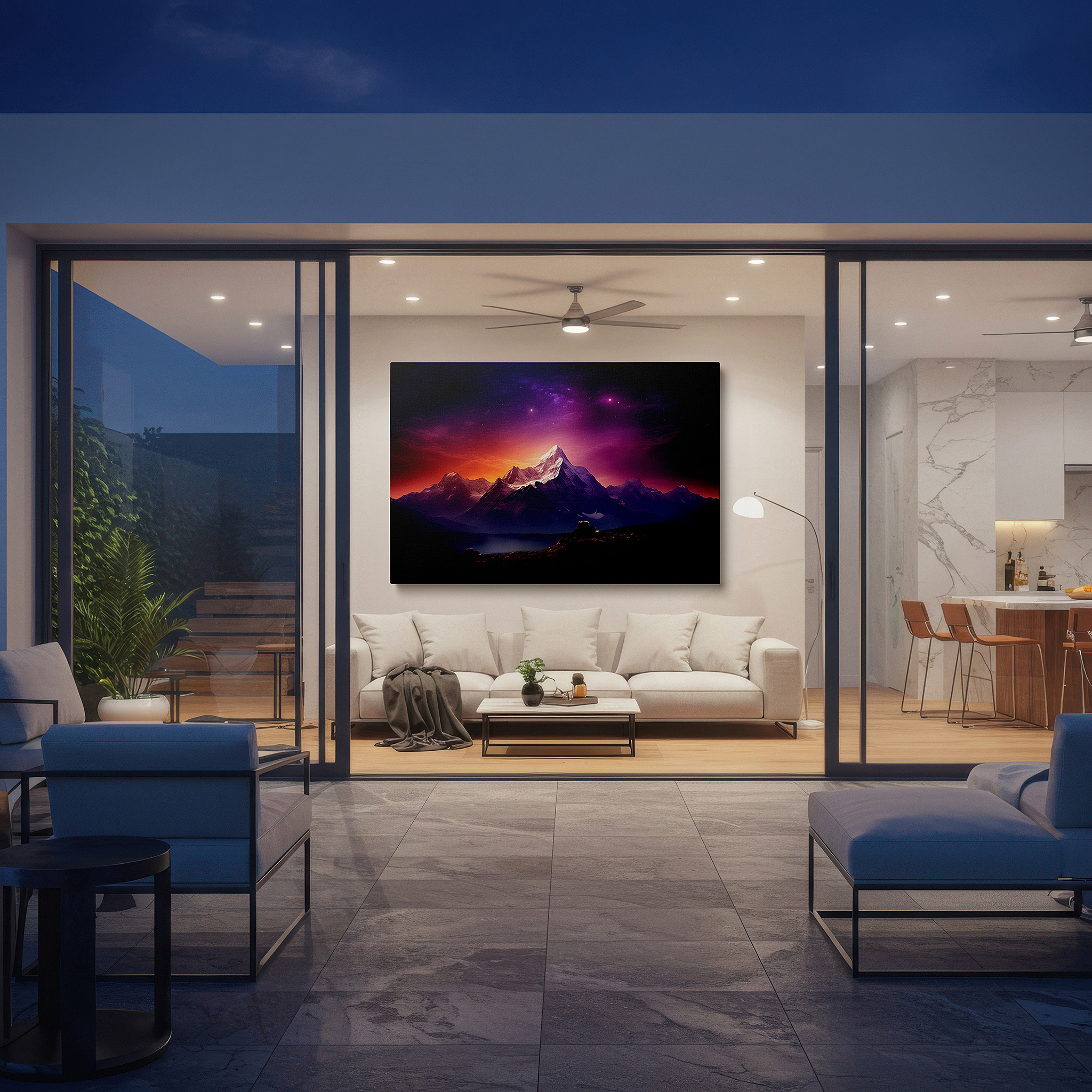 Perfectly sized at 45×30 cm for accenting shelves or narrow walls — twilight majesty: a dance of light and darkness - large canvas wall art for office, bedroom, and living room decor