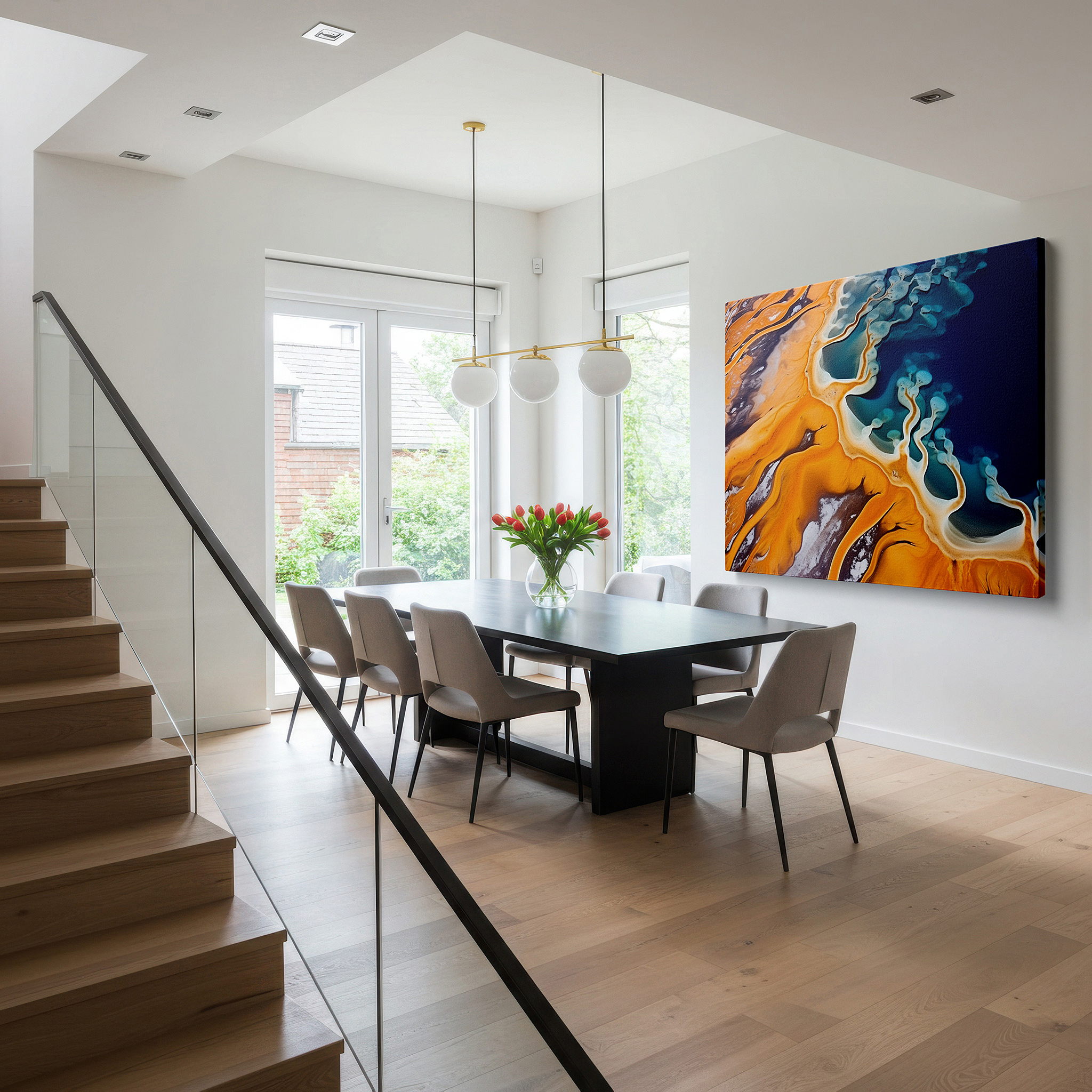 Perfectly sized at 45×30 cm for accenting shelves or narrow walls — vibrant aerial symphony of hot springs canvas wall art, celebrating nature's craftsmanship, ideal for office and home decor
