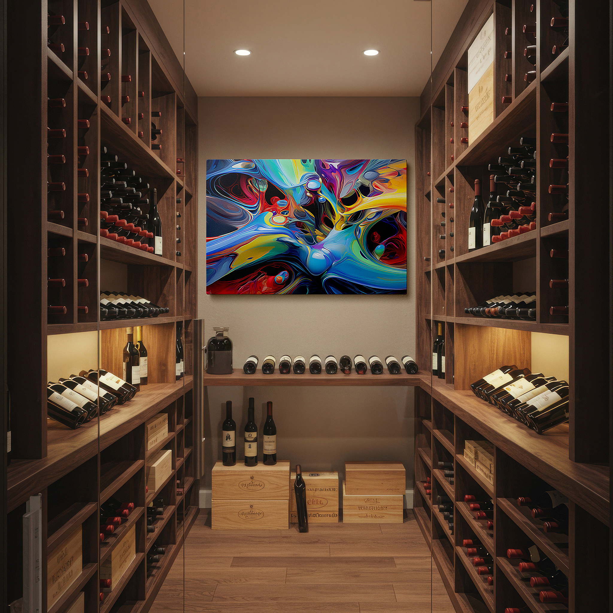 Perfectly sized at 45×30 cm for accenting shelves or narrow walls — vibrant symphony of movement and emotion: large wall art in blues, reds, and yellows for office and bedroom decor, canvas wall art