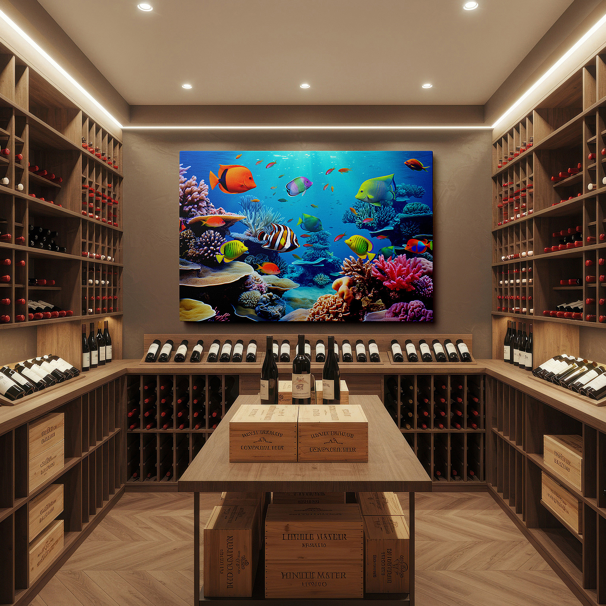 Perfectly sized at 45×30 cm for accenting shelves or narrow walls — vibrant underwater paradise featuring coral reefs and tropical fish - large canvas wall art for office, bedroom, and living room decor