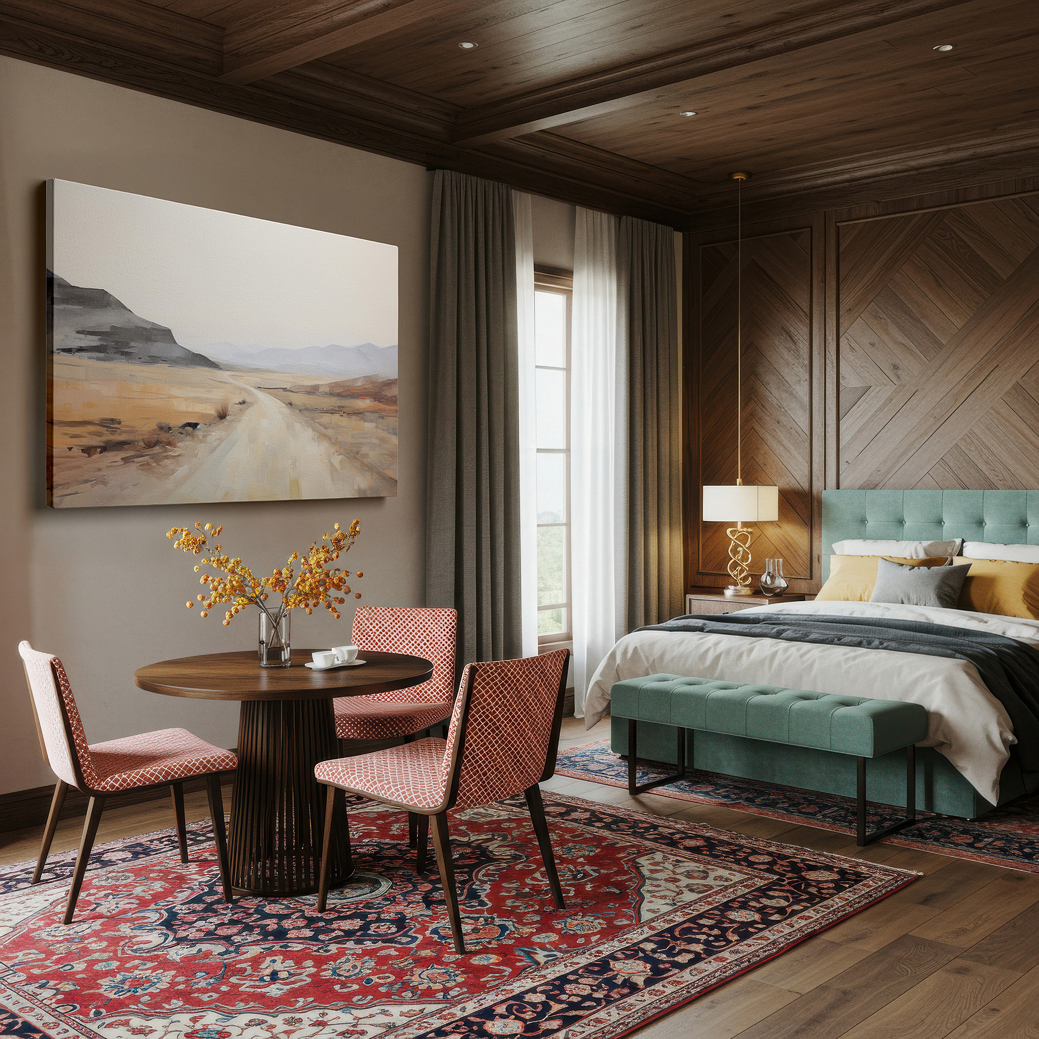 Side profile highlights a tightly wrapped canvas over a 3 cm deep stretcher — solitary reflections in a tranquil landscape: large canvas wall art for office, bedroom, and living room decor