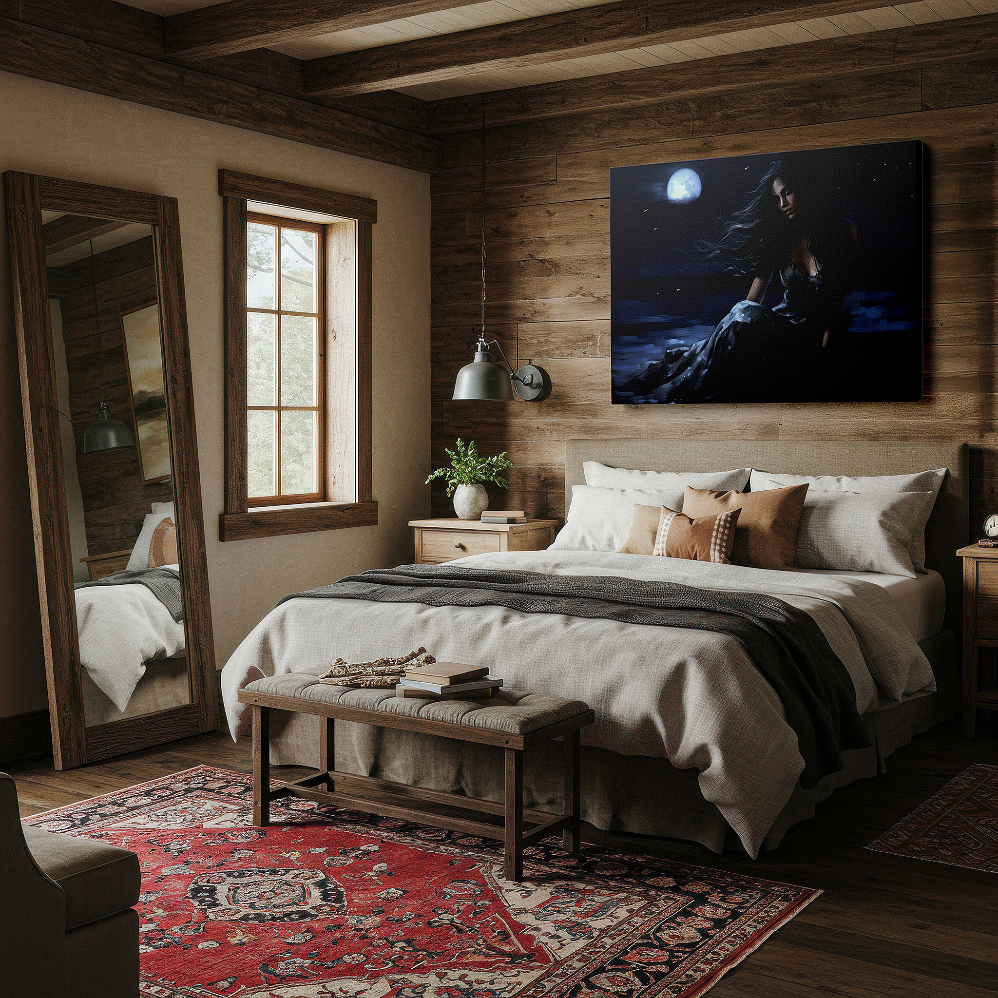 At 60×40 cm, this format fits effortlessly over dressers or benches — moonlit solitude by the ocean: reflecting on tranquil night waters - large canvas wall art for home and office decor