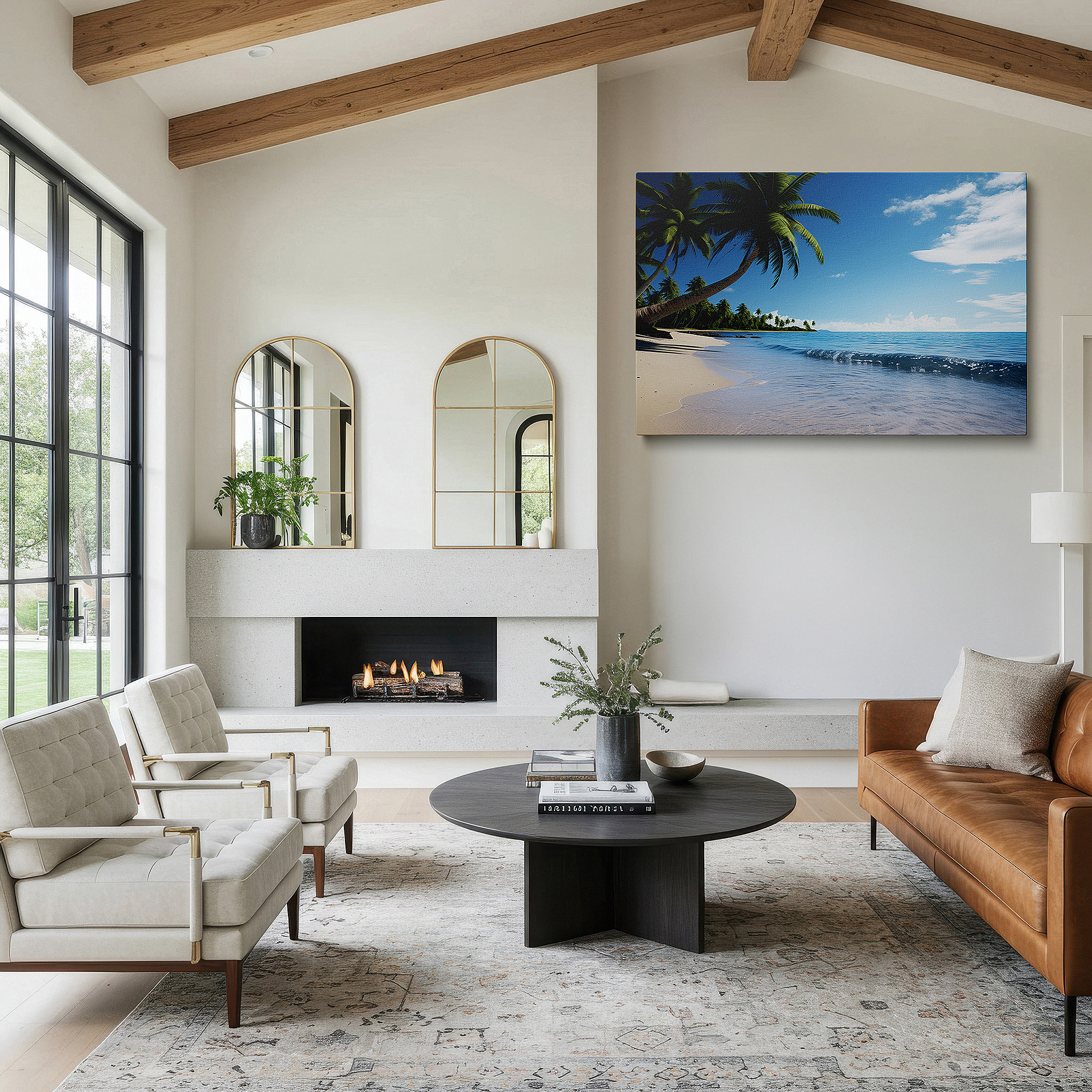 At 60×40 cm, this format fits effortlessly over dressers or benches — serene tropical beach scene: a gateway to a sun-drenched paradise - large canvas wall art for office, living room, and bedroom decor