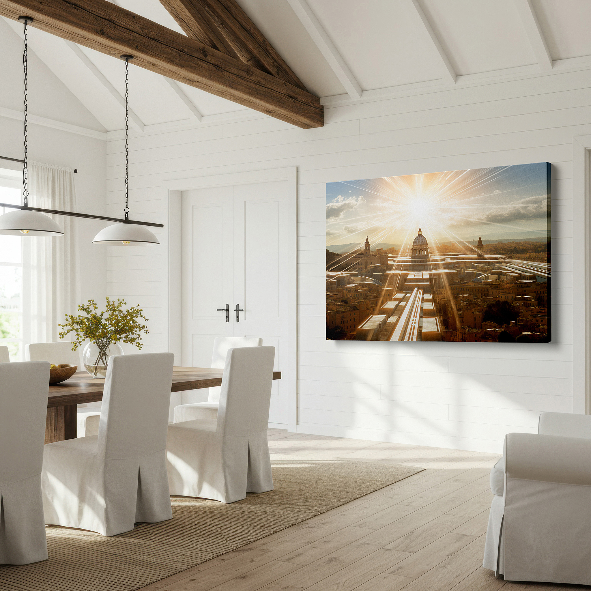At 60×40 cm, this format fits effortlessly over dressers or benches — st. peter's basilica sunrise - divine light and architecture large wall art, canvas wall art, wall decor for office and bedroom