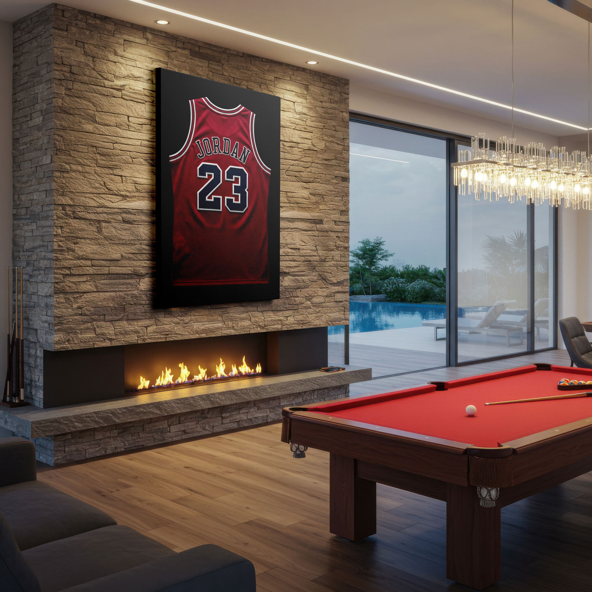Full view of the inspirational basketball jersey wall art, emphasizing quality material on Wrapped Canvas.