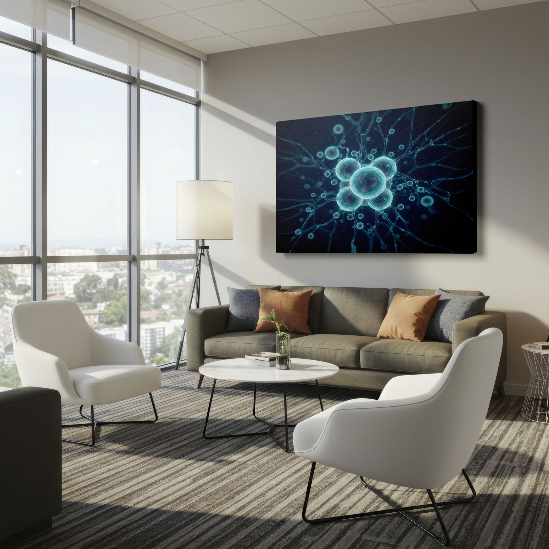 Fine detail in networked cells create a mesmerizing piece of wall art for any space.