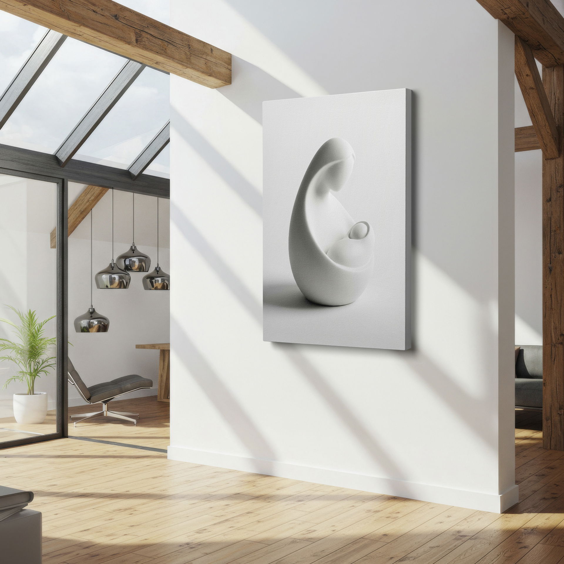 Elegant and simple abstract Madonna and Child wall art.