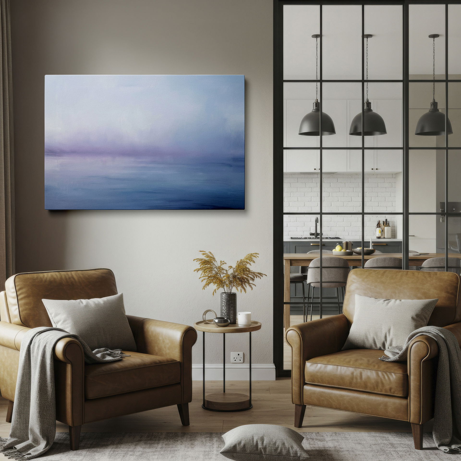 Modern abstract design featured on this Wrapped Canvas, ideal as a statement piece for wall art.