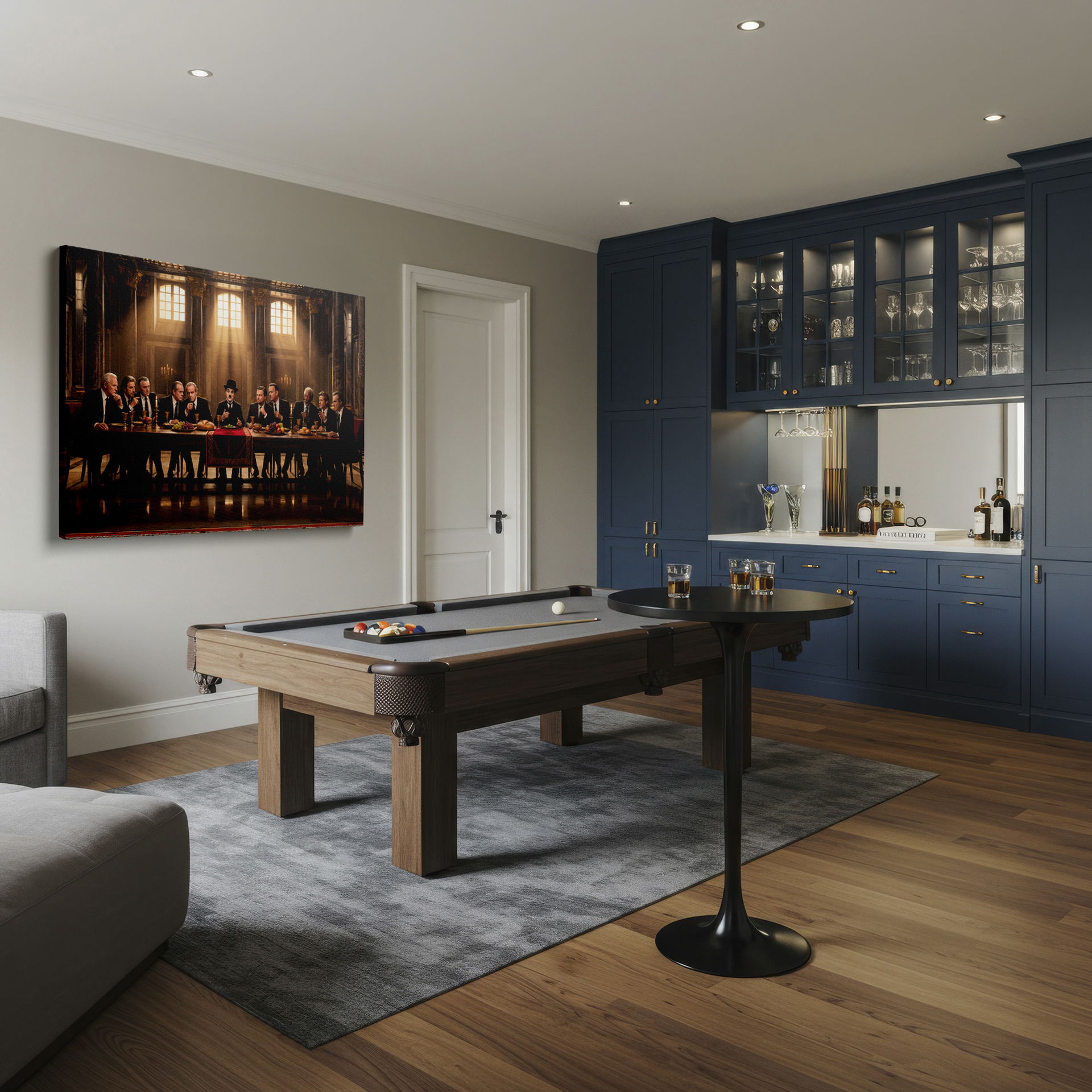 A Directors' Dinner image, as wrapped canvas, bringing celebrity actors to a formal banquet in your space as wall art.