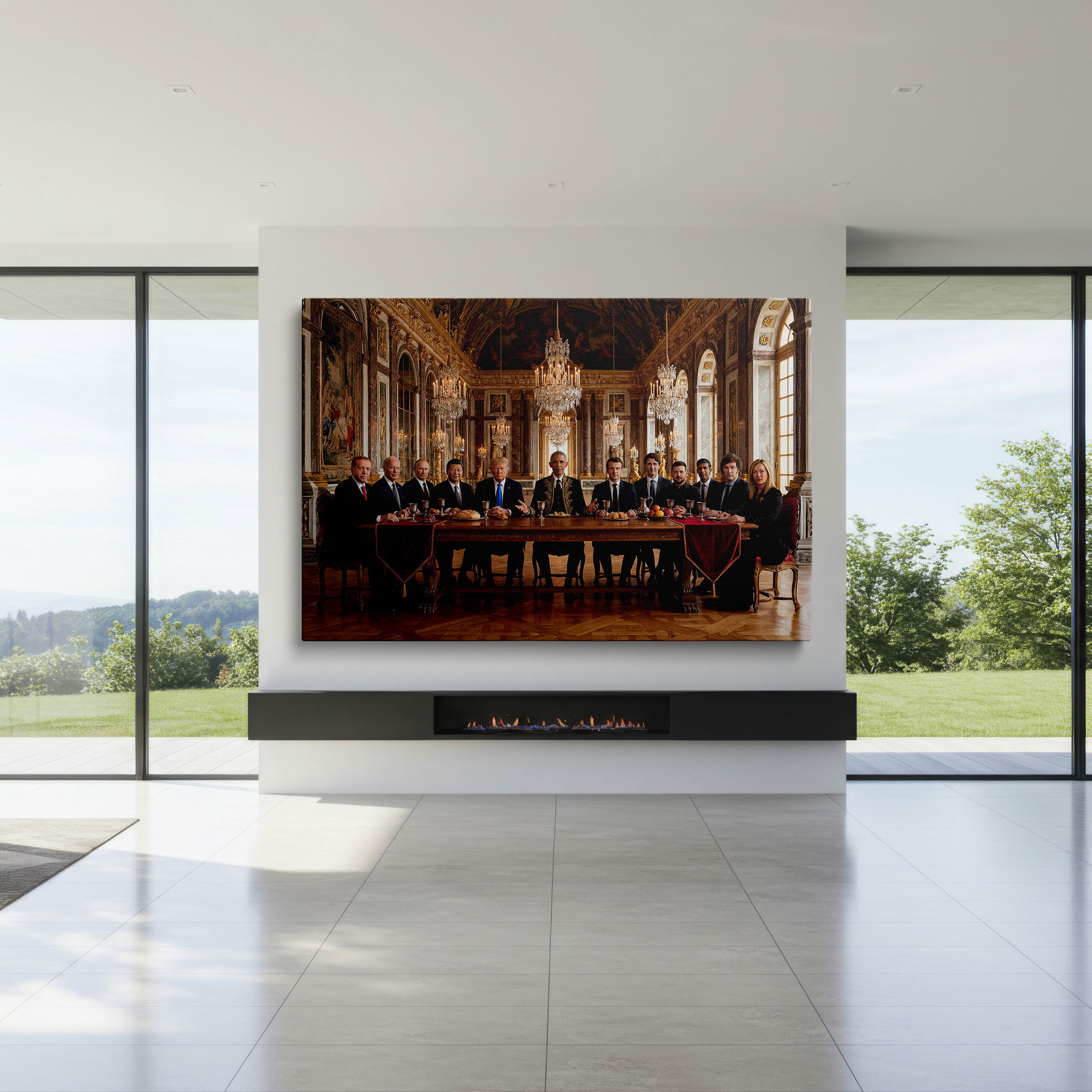 A striking Wrapped Canvas print of a historic political dinner.