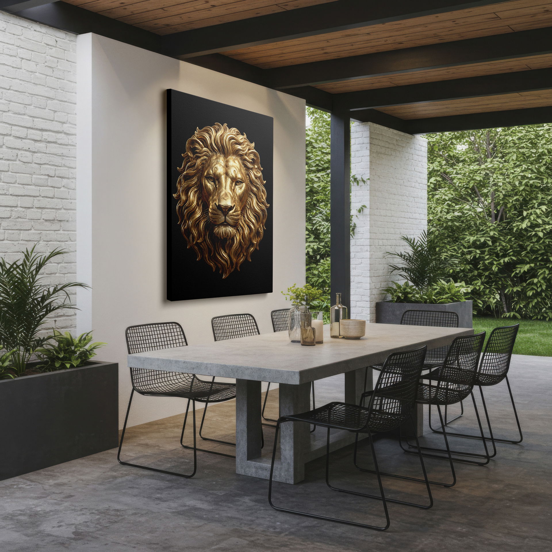 Wrapped Canvas print of a golden lion's head, bringing wildlife artistry into your home decor.