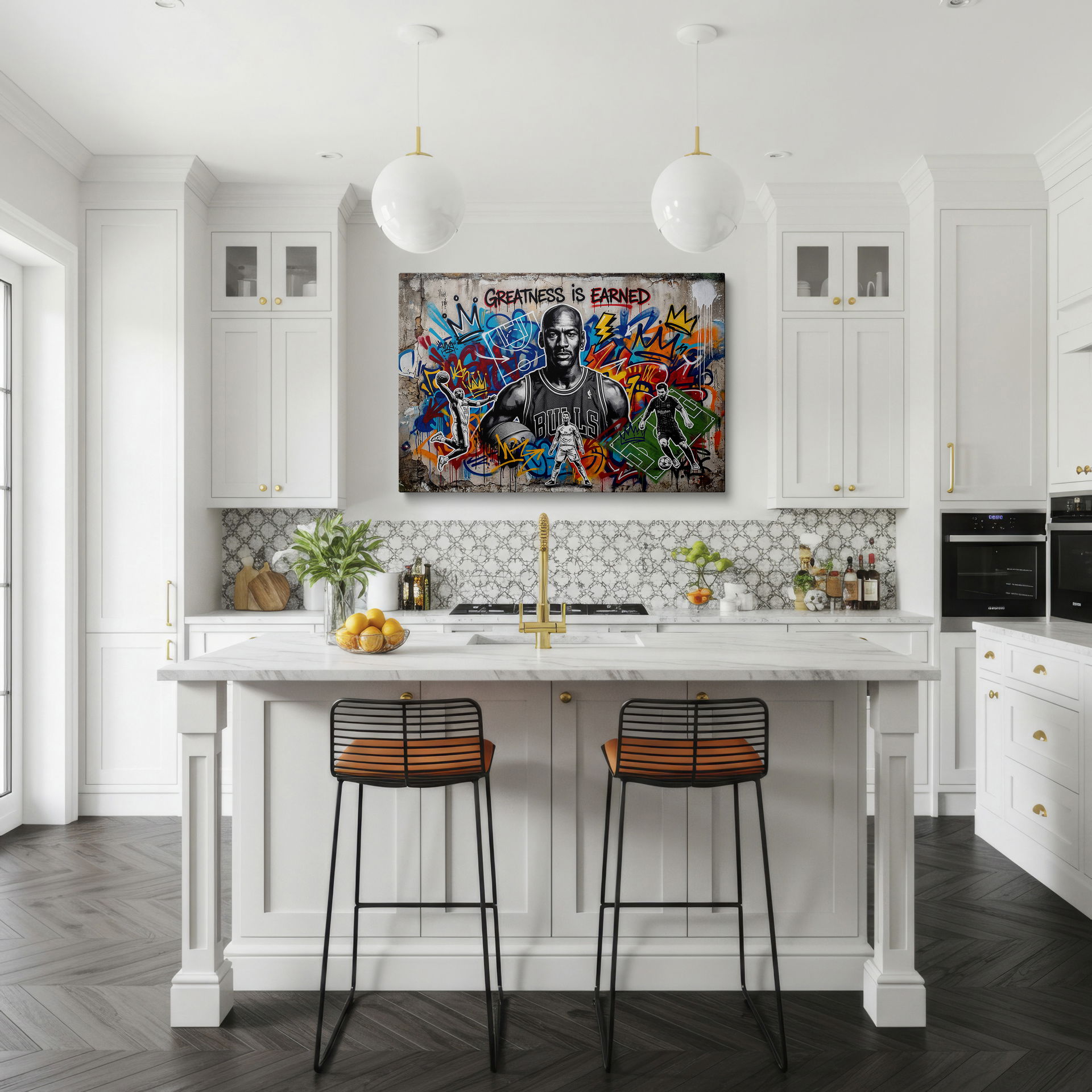 Wrapped Canvas displaying Michael Jordan and other sports legends, adds motivation to your wall decor.