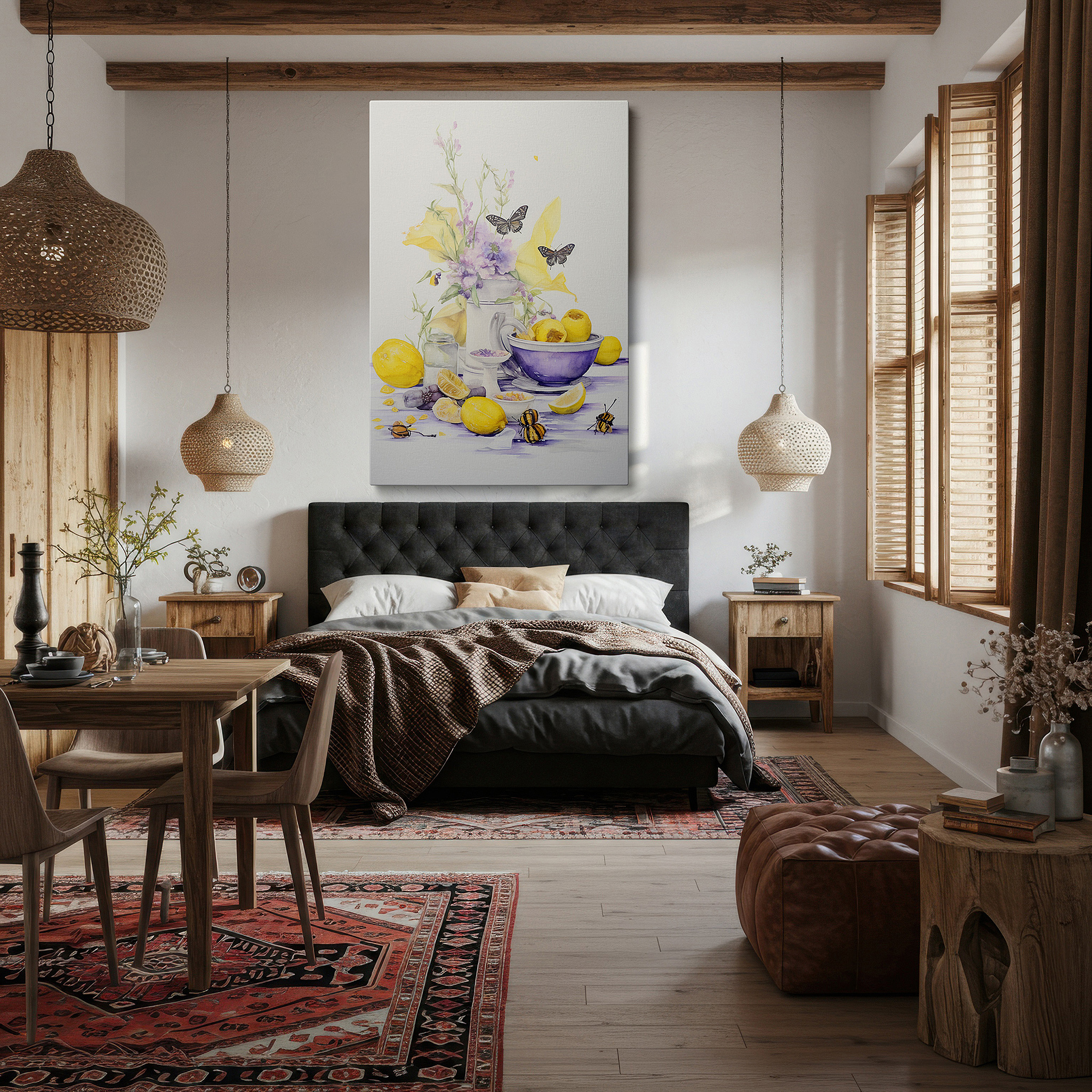 Aligned with a curated gallery wall of abstract artworks — lemon and butterfly serenity large wall art, canvas decor for office and bedroom