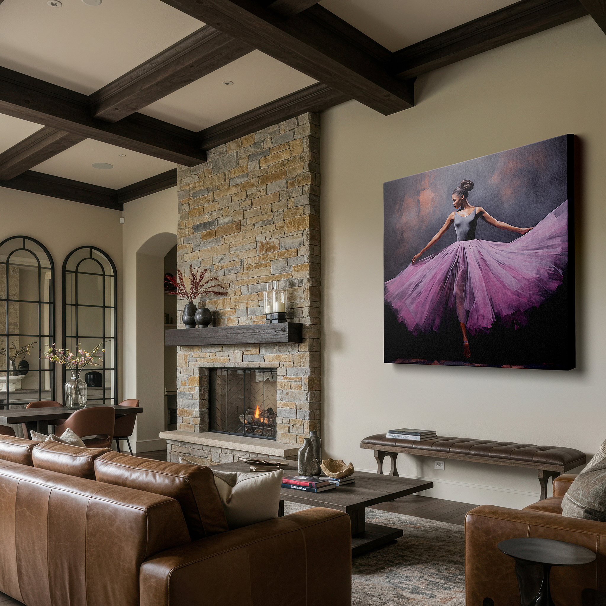 Available in 30×20 cm — a subtle addition to small personal spaces — captivating dancer in pink tulle wall art: emotion and motion in light and shadow, ideal for office decor, large canvas wall art