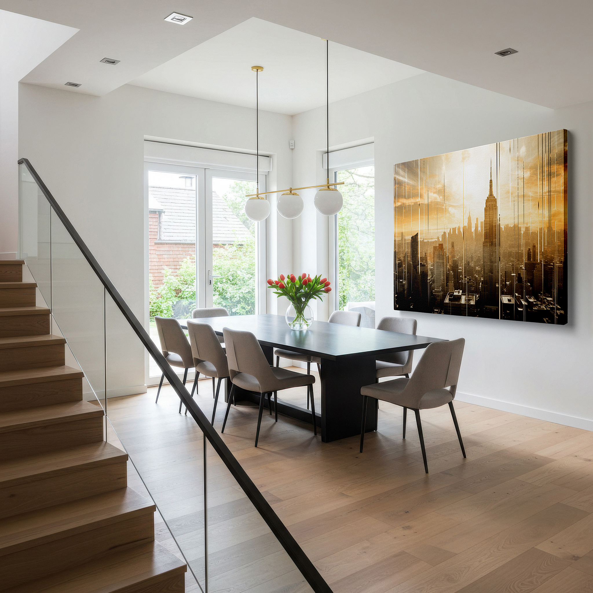 Available in 30×20 cm — a subtle addition to small personal spaces — empire state building at sunrise - vibrant urban awakening large wall art, canvas wall art, wall decor for office and bedroom