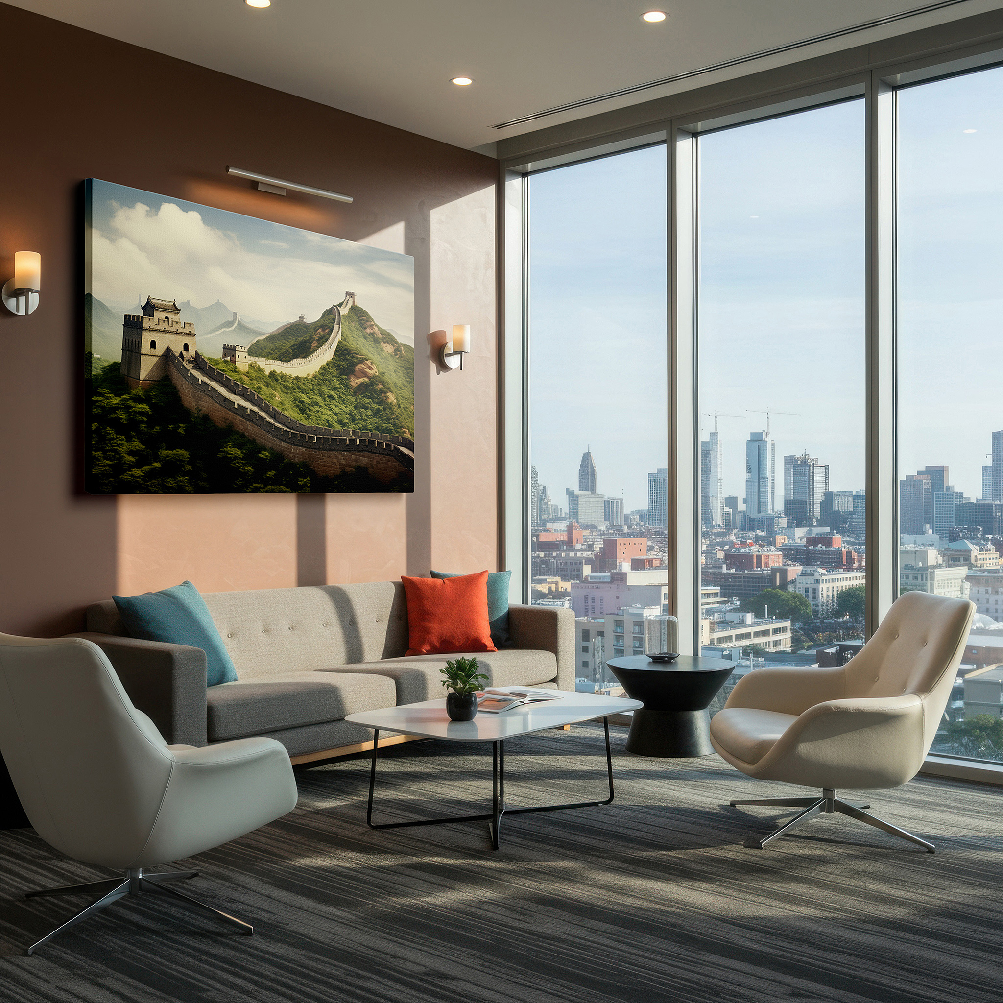 Available in 30×20 cm — a subtle addition to small personal spaces — great wall of china canvas art - emblem of resilience and ingenuity, ideal for office and bedroom decor